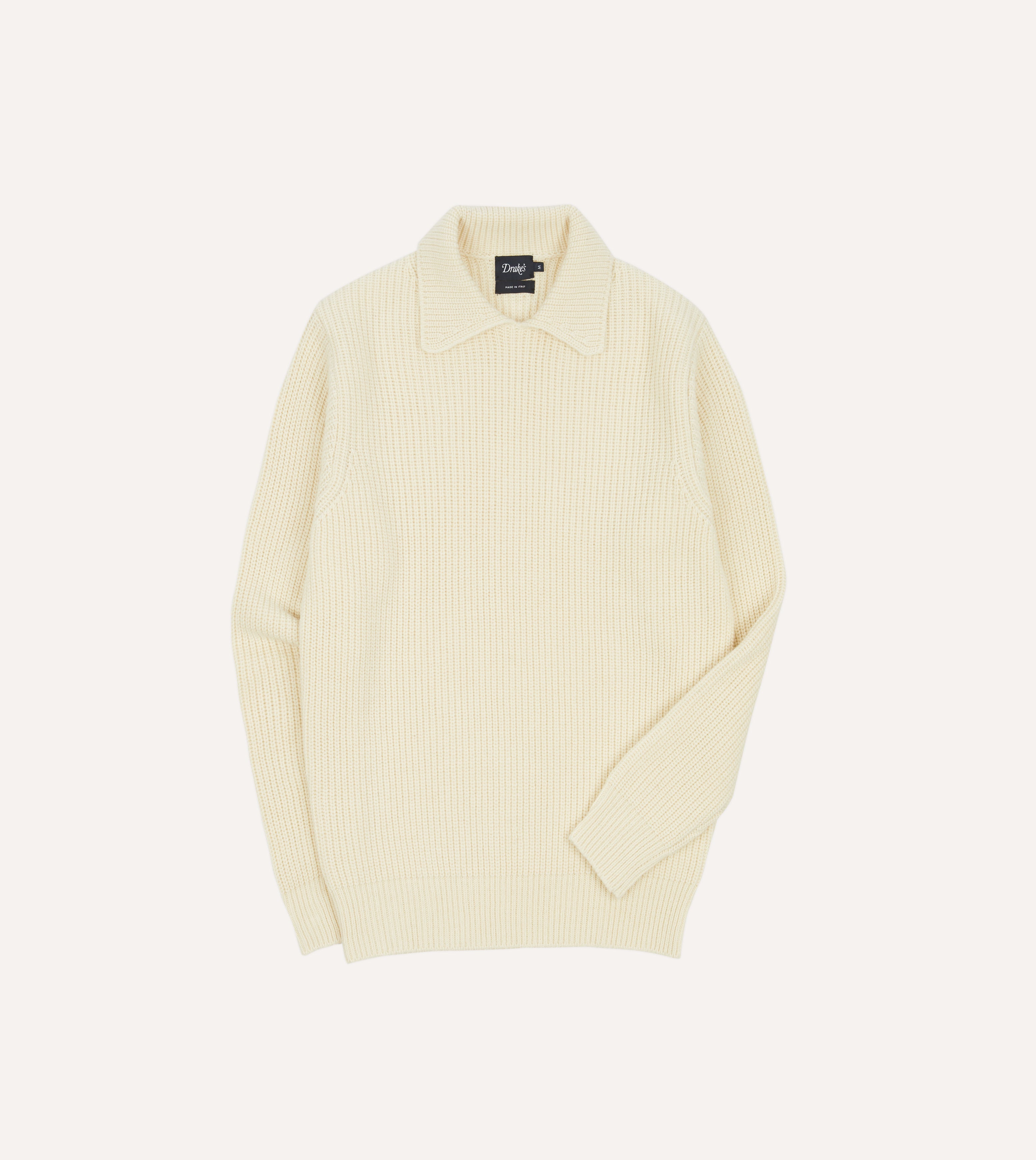 Soft Ecru Alpaca Lambswool Ribbed Integral Collar Sweater - Cozy Winter Pullover for Women, Perfect for Casual Wear & Office Outfits