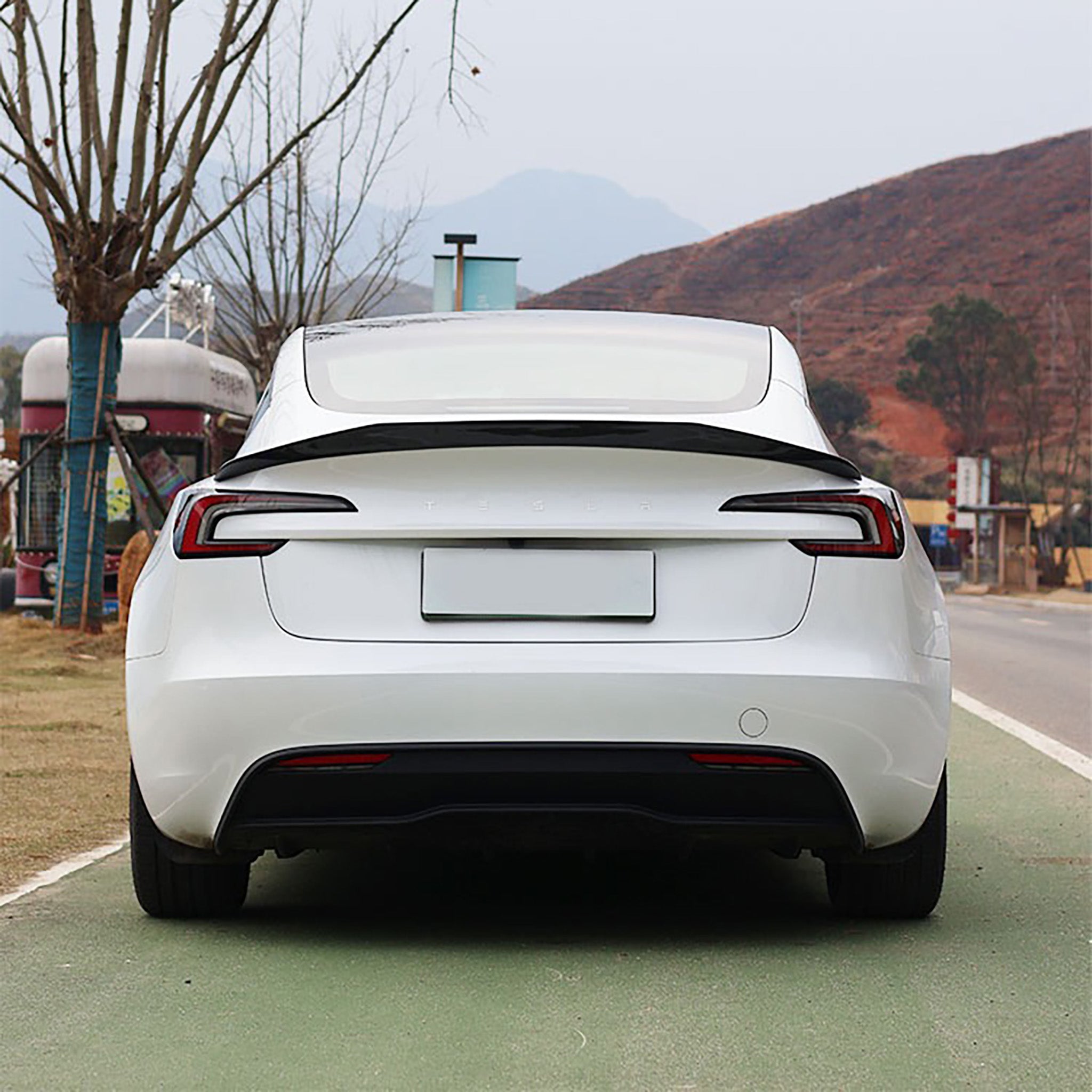 Premium Real Carbon Fiber V-Style Rear Spoiler for Tesla Model 3 Highland (2024+) - High-Gloss Finish, Lightweight & Durable - Enhances Aerodynamics & Sporty Look for Street Racing & Car Shows