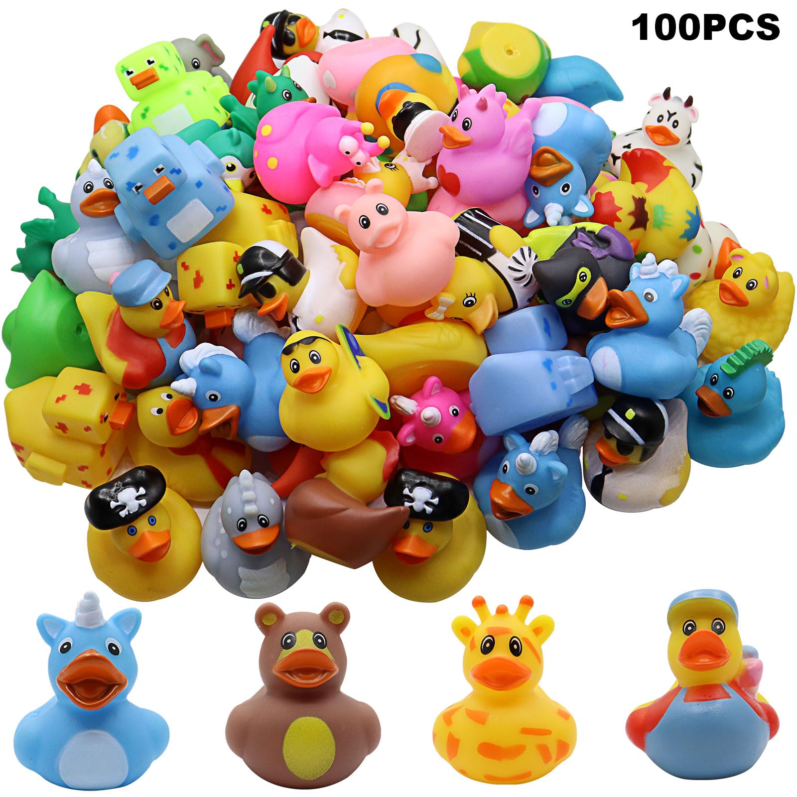 100 Pack Bulk Rubber Duck Bath Toys - Fun Floating Ducks for Kids, Baby Showers, Birthday Gifts & Classroom Prizes | Perfect for Pool, Beach, Summer Parties & Jeep Decorations | Durable Bathtub, Party Favors & Water Play Toys