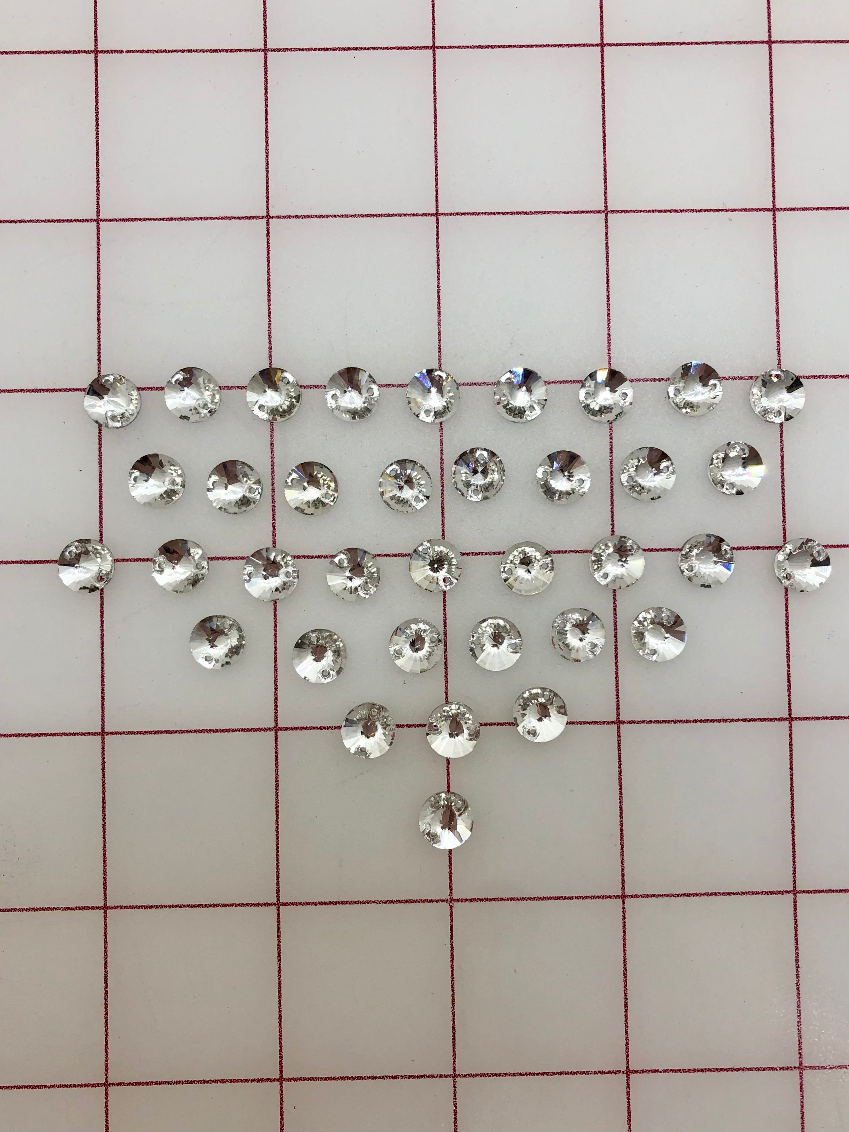 10mm Czech Bright Cut Crystal AB Rhinestones - Round Sew On Rivoli (12 Pieces) - Perfect for DIY Jewelry, Wedding Dresses, and Costume Embellishments
