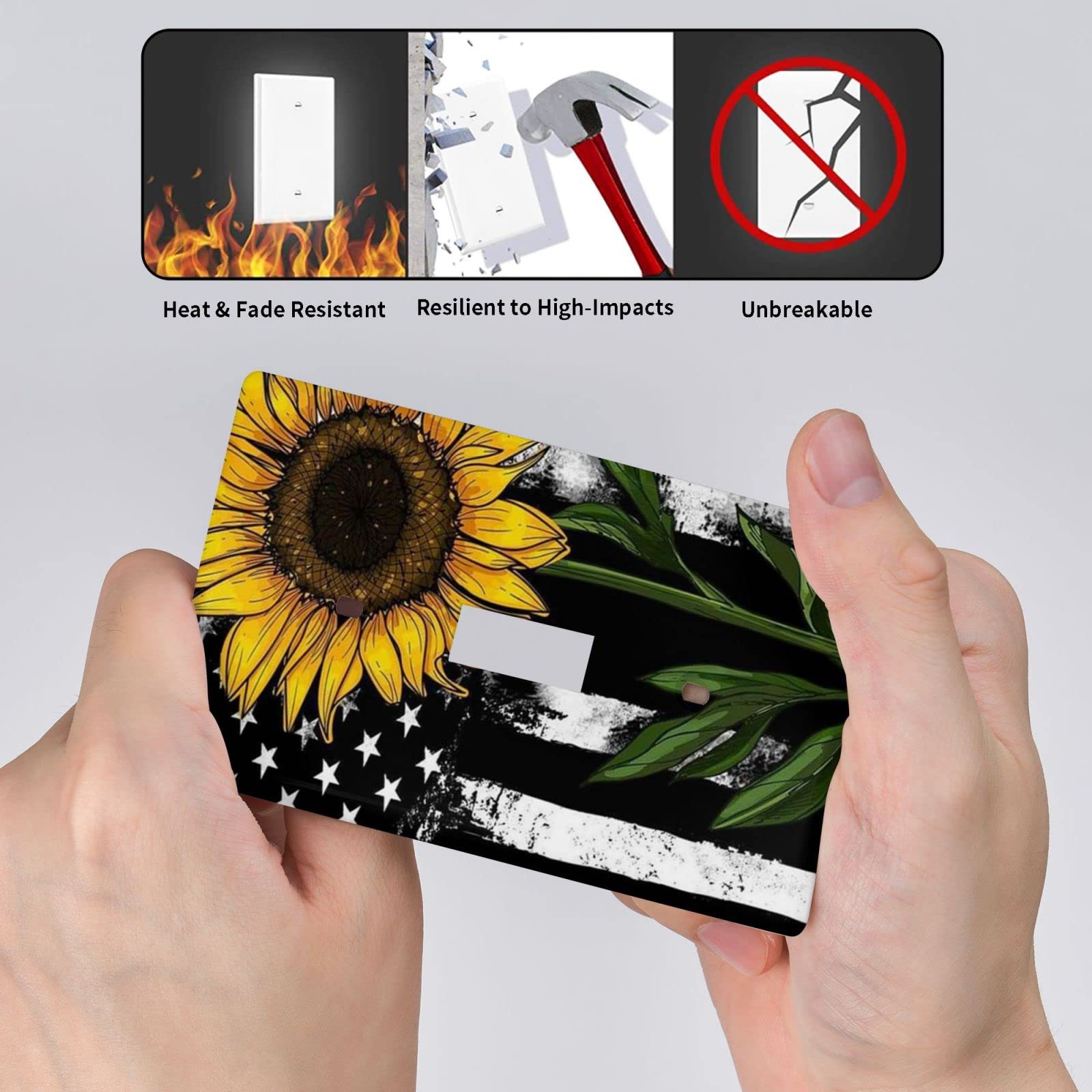 American Flag Sunflower Light Switch Cover - 1-Gang Single Toggle Decorative Wall Plate for Home & Office - Patriotic Electrical Outlet Cover for Bedroom, Living Room, Kitchen Decor