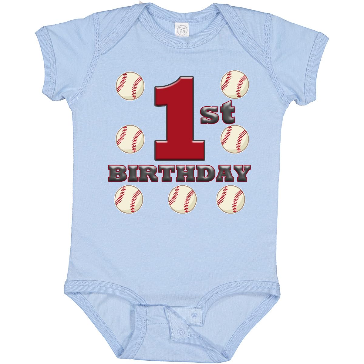 Inktastic First Birthday Baseball Baby Bodysuit - Cute Baseball Themed Onesie for 1 Year Old Boys & Girls - Perfect for Birthday Parties, Photo Shoots & Baseball Lovers
