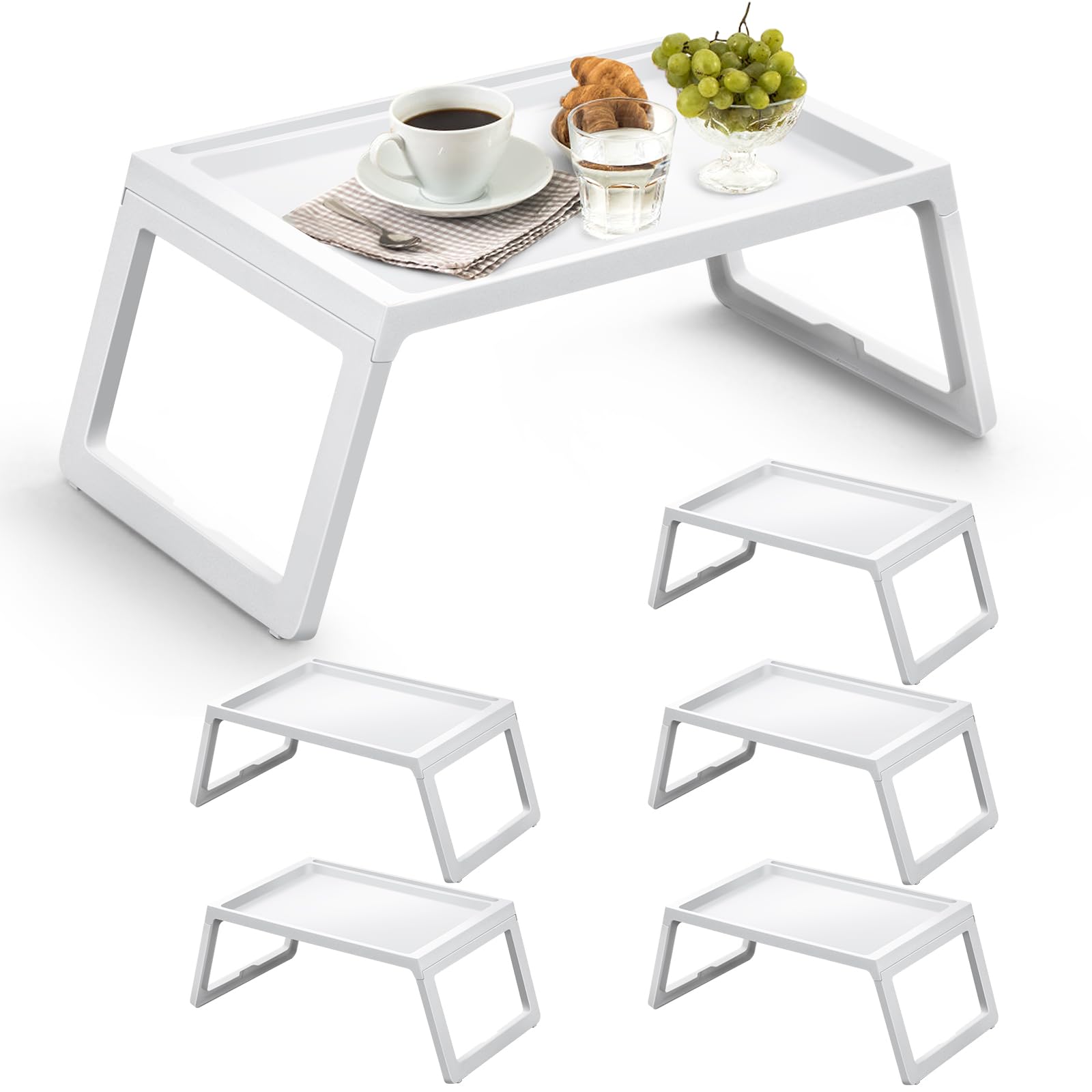 6-Piece Foldable Breakfast in Bed Tray Set with Handles - 26.8