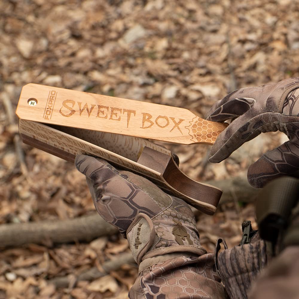 FOXPRO Sweet Box Turkey Call - Honey Locust & Speckled Sycamore Wood - Realistic Turkey Sounds for Hunting & Outdoor Adventures