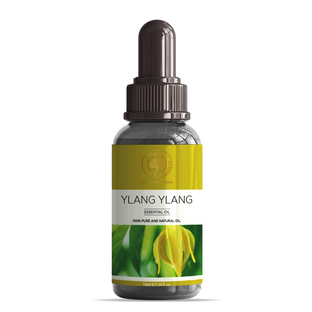 MARUTI 100% Pure Rosemary & Ylang Ylang Essential Oil Set - 10ml Each, Undiluted, Cruelty-Free, Therapeutic Grade for Aromatherapy, Diffusers, Skin Care, Meditation & Stress Relief - Natural Fragrance Oils for Home Spa, Yoga & Relaxation