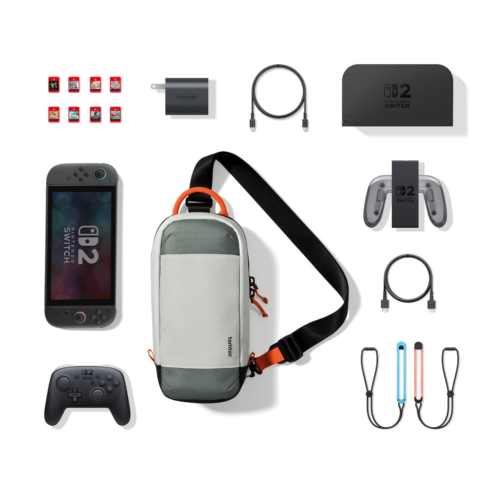 GameOn G49 Nintendo Switch 2 Sling Bag - Compact & Water-Resistant Carrying Case for Switch Console & Accessories - Perfect for Travel, Commuting & Gaming On-The-Go