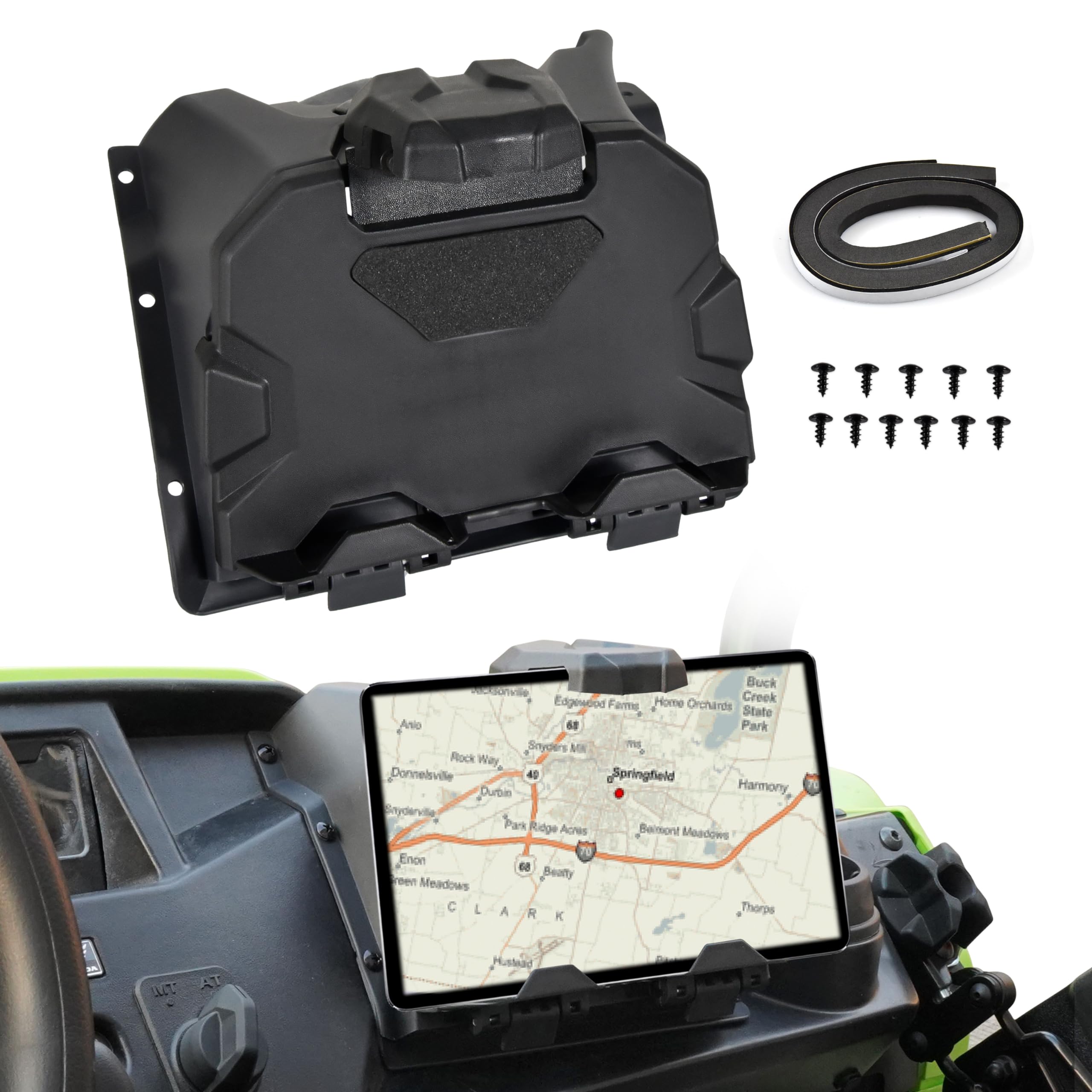 POKIAUTO Adjustable Universal Tablet GPS Phone Mount Holder with Storage Box for Honda Pioneer 500 (2015-2023) & 520 (2021-2023) - Car Accessories for Off-Road Navigation, Camping & Outdoor Adventures