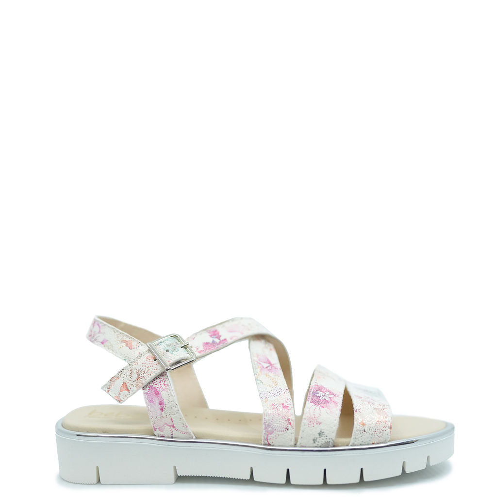 Beberlis Women's Metallic Floral Strap Platform Sandals - Comfortable High Heel Summer Shoes for Beach, Party & Wedding Occasions