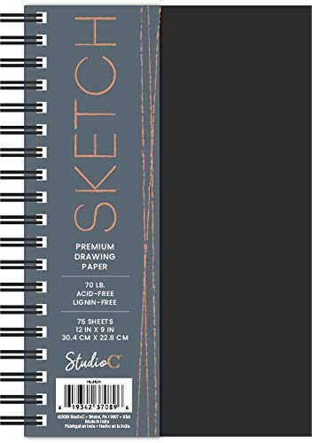 Premium Sketch Book - 75 Sheets, Black - Pack of 12 - Ideal for Artists, Students & Professionals - Perfect for Drawing, Sketching & Art Projects