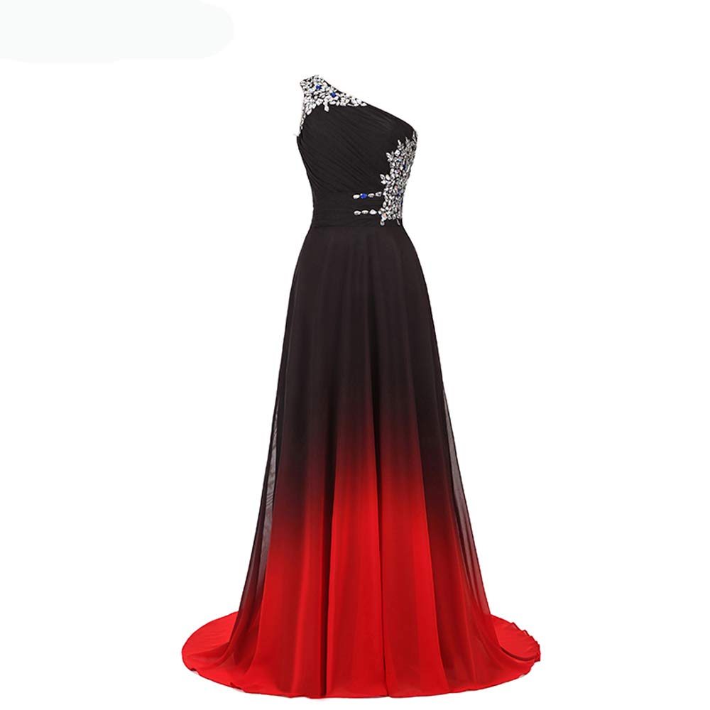 XIA Women's Gradient Ombre Beaded Prom Dress - Chiffon Long Evening Ball Gown for Plus Size - Perfect for Homecoming, Quinceañera & Formal Events