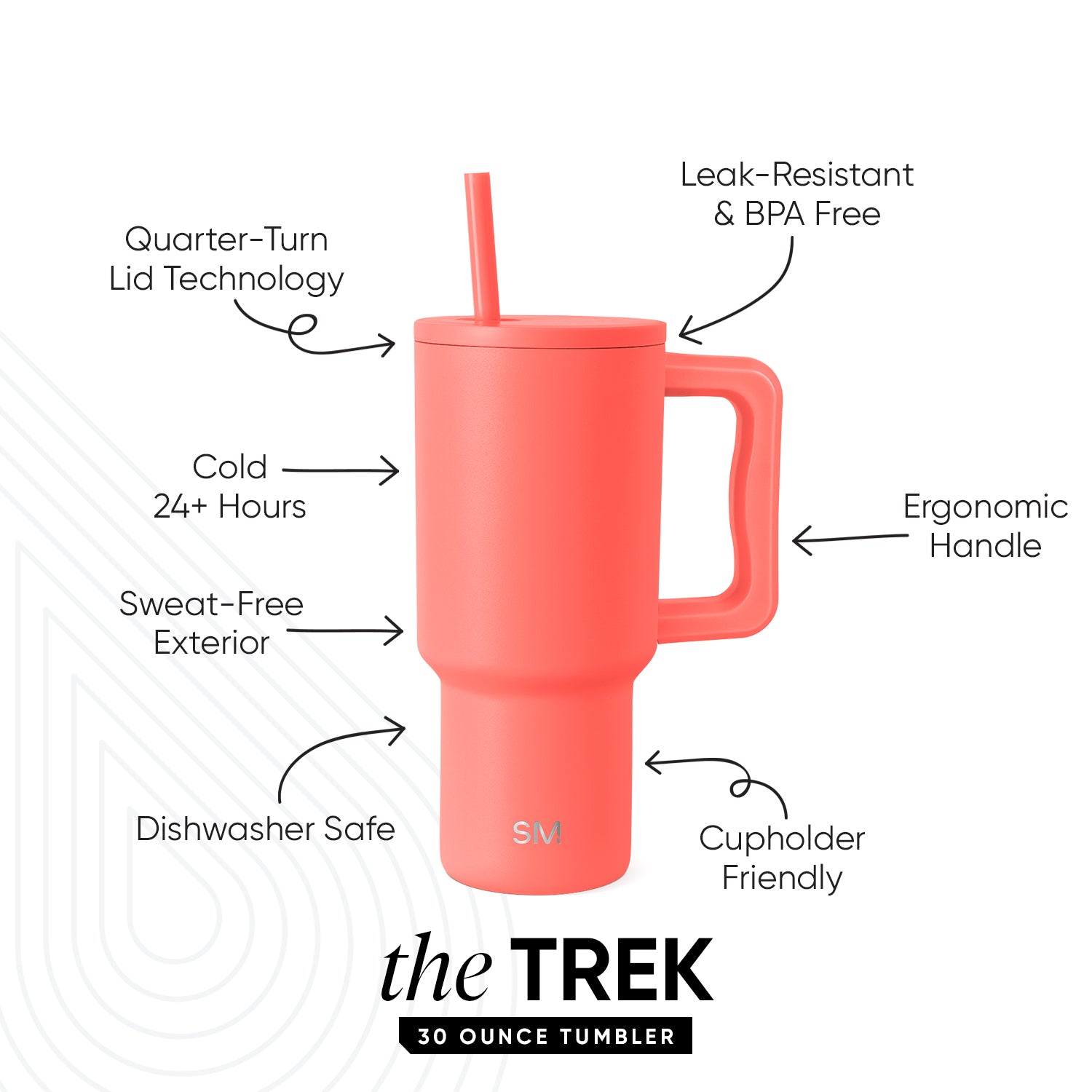 Premium Trek Tumbler 30Oz Stainless Steel Vacuum Insulated Water Bottle - Keeps Drinks Hot/Cold for 24 Hours - Perfect for Hiking, Camping & Outdoor Adventures
