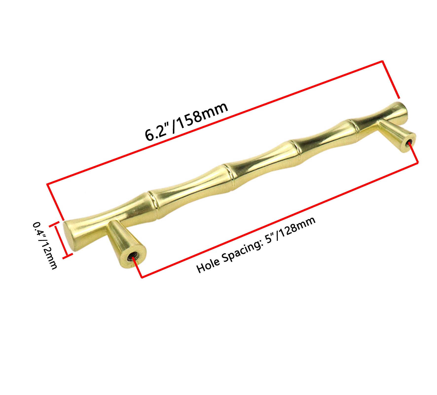 4PCS 5 Inch Gold Bamboo Drawer Pulls - Elegant Dresser Handles for Cabinets & Furniture (Perfect for Bedroom, Bathroom, Kitchen & Office Storage)