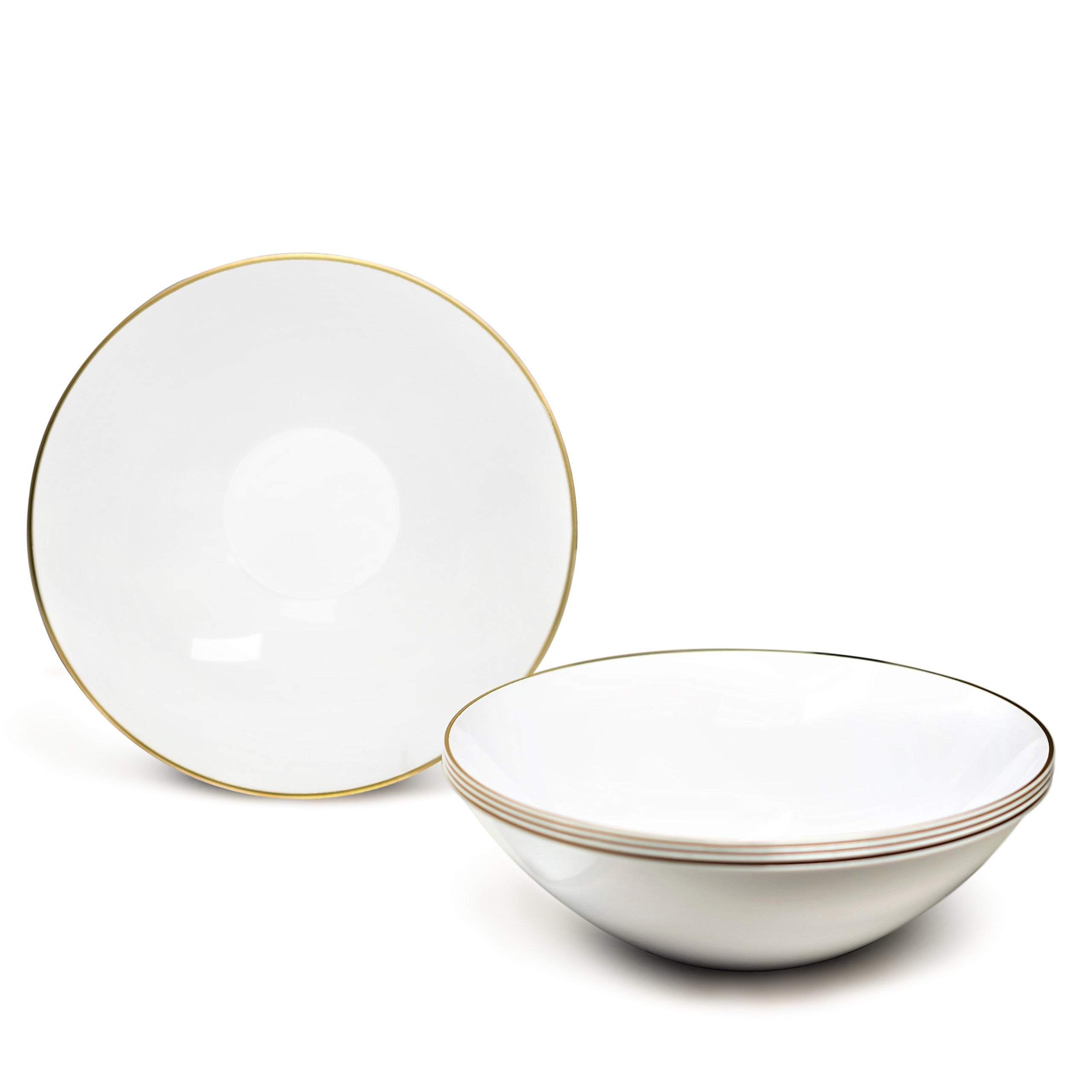240 Pack Disposable Plastic Bowls 16oz - Elegant White & Gold Wedding Party Soup Bowls - Perfect for Catering, Events, and Special Occasions