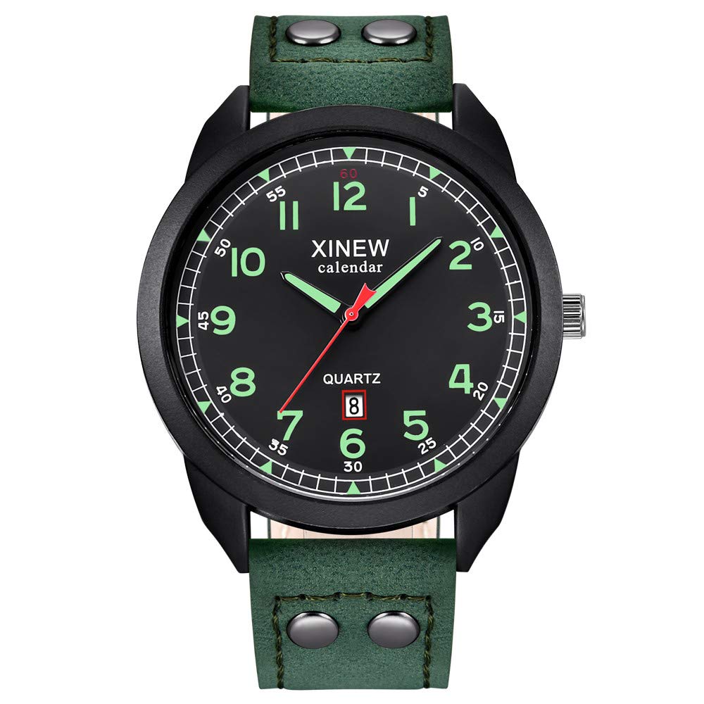 XINEW Luminous Leather Men's Watch - Outdoor Quartz for Daily Wear