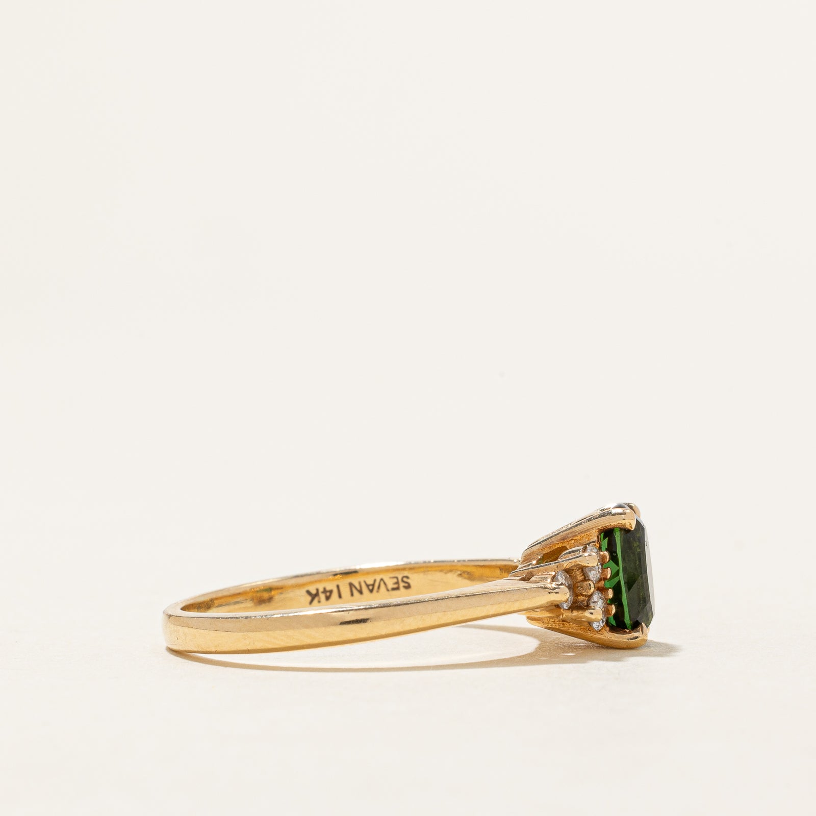 1.16ct Green Tourmaline & 0.18ct Diamond Ring - Size 8.5 | Elegant Gemstone Jewelry for Women | Perfect for Engagement, Anniversary & Special Occasions