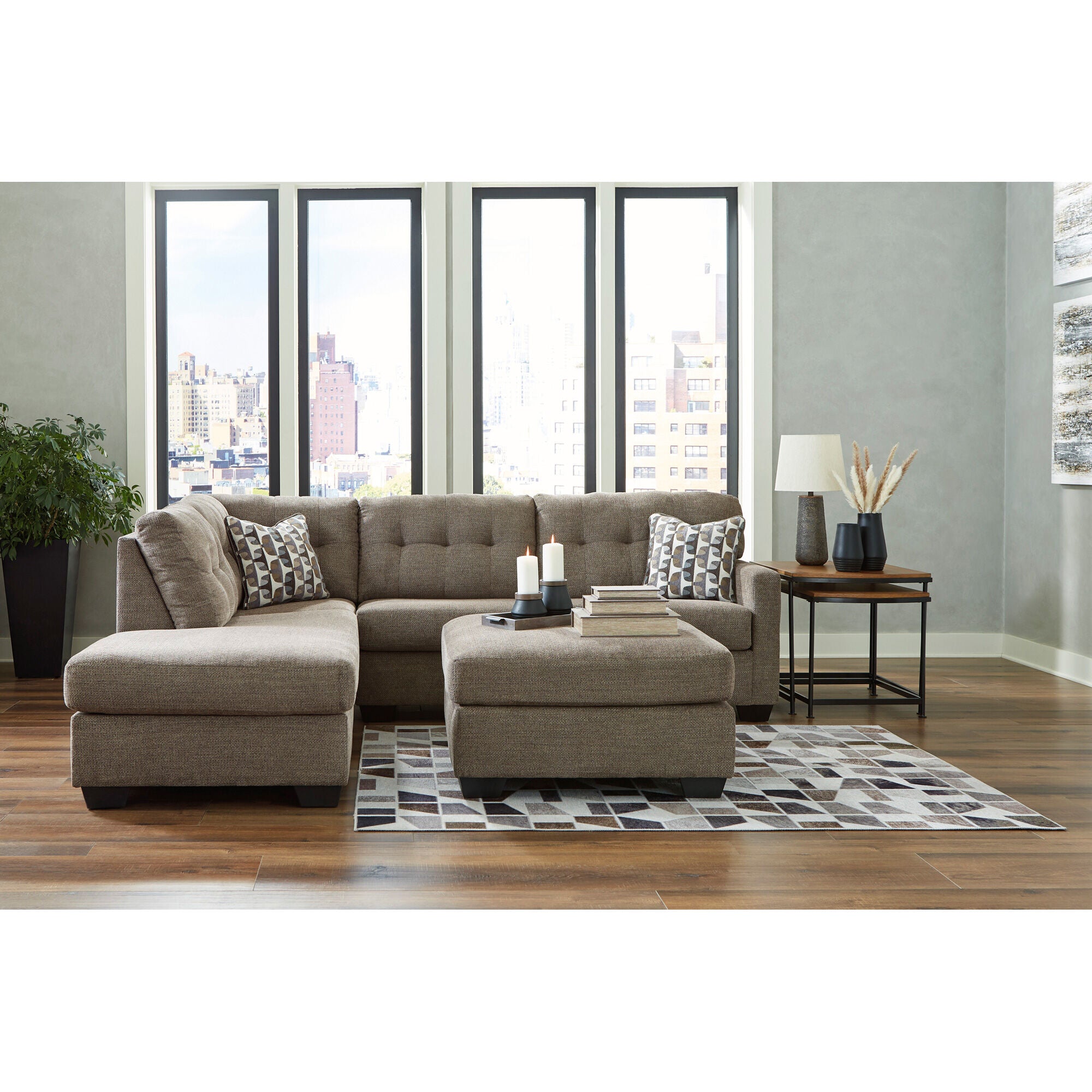 Mahoney Left Chaise Sectional Sofa - Modern L-Shaped Couch with Chaise Lounge for Living Room, Family Room, or Home Theater - Comfortable and Stylish Fabric Upholstery