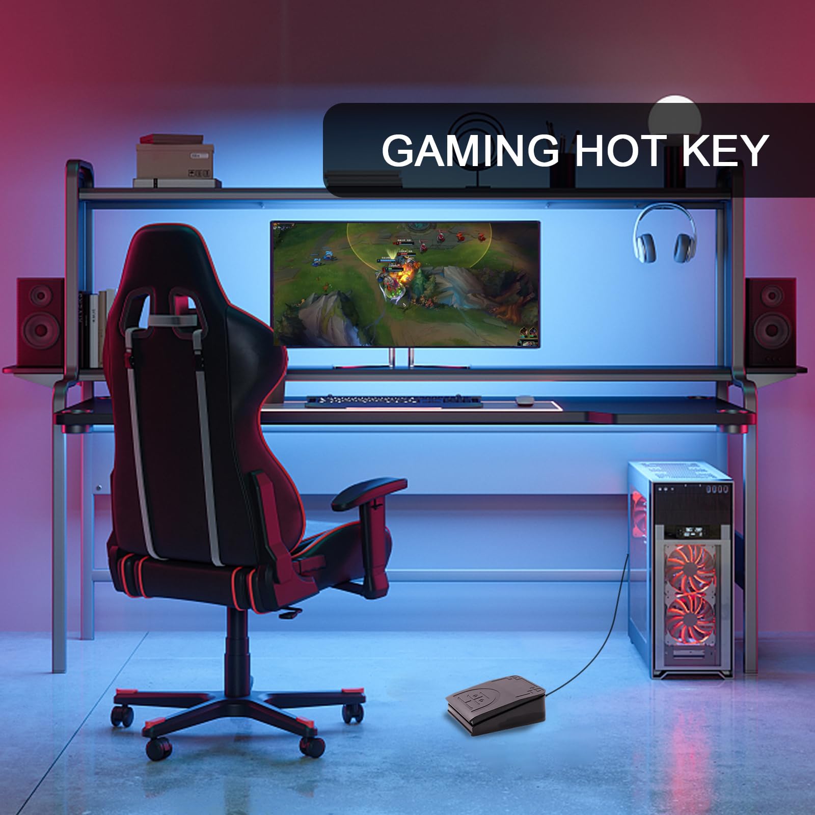 Upgraded USB Single Foot Pedal with One-Key Programmable Computer Keyboard | 5 Custom Functions & Photoelectric Switch | Perfect for Gaming, Transcription, Video Editing & Hands-Free Computing