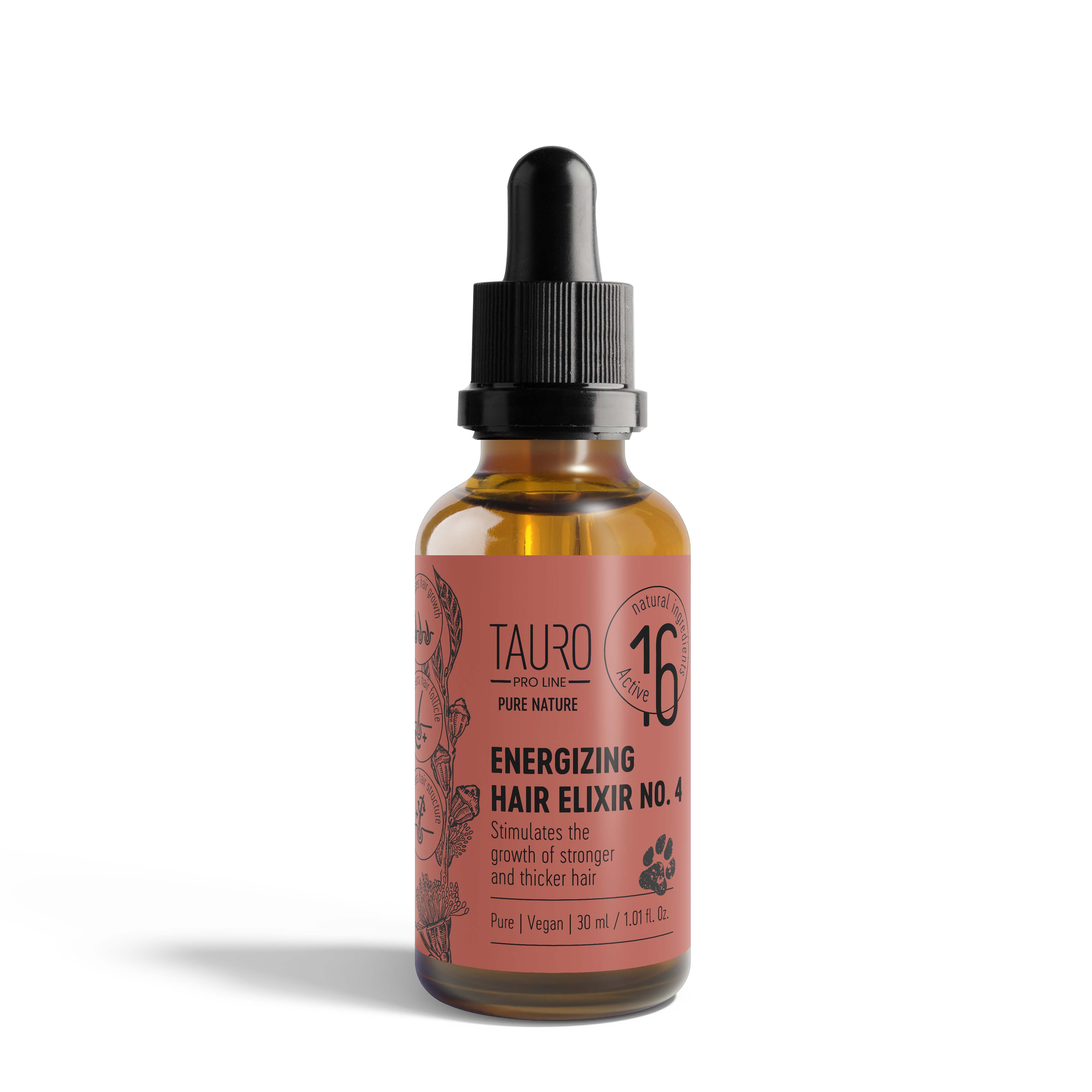 Tauro Pro Line Pure Nature Energizing Hair Elixir No.4 - Pet Skin & Coat Care Treatment for Hair Growth Stimulation | Grooming Solution for Dogs & Cats