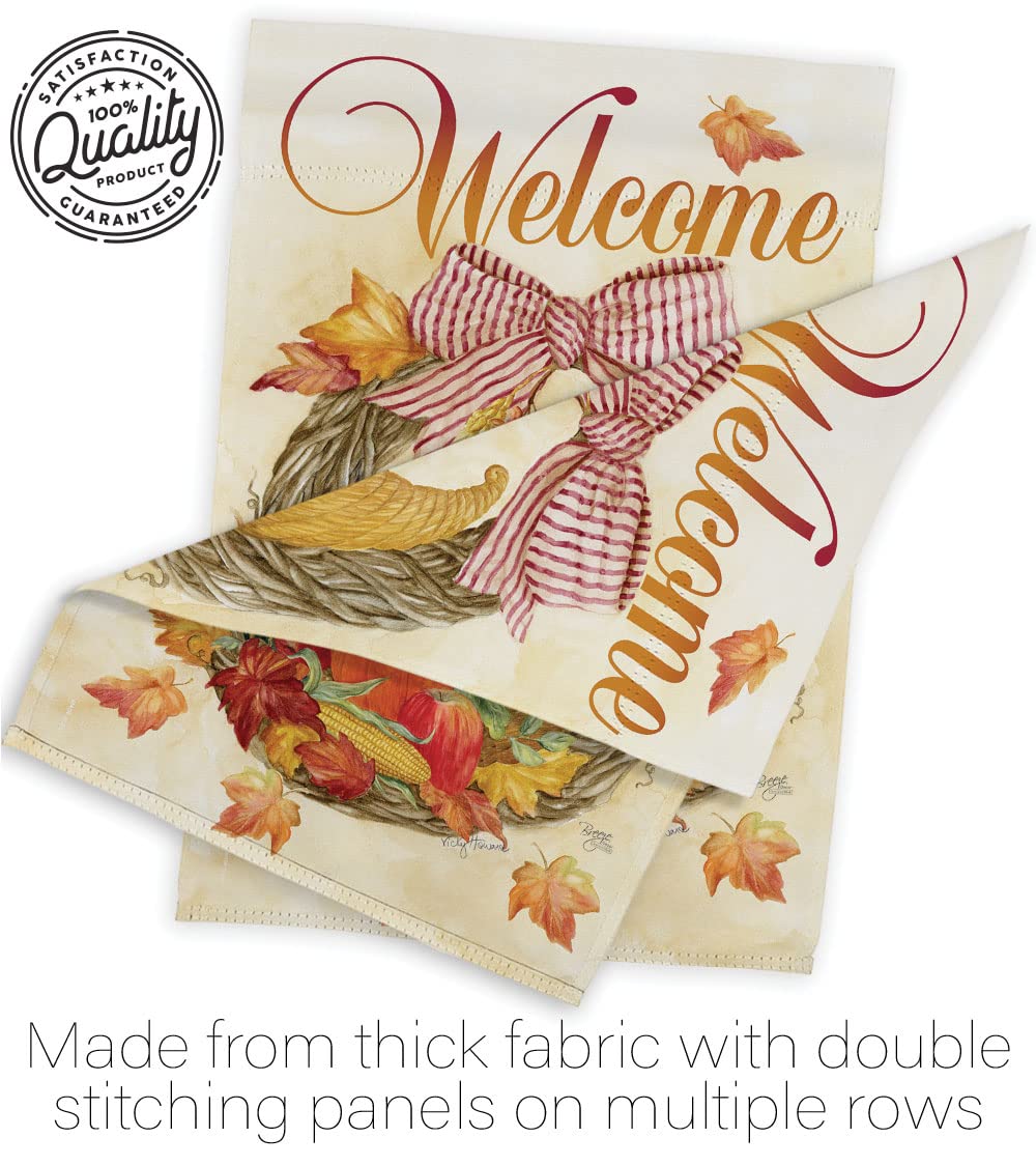 Fall Harvest Cornucopia Wreath - Autumn Vertical Garden Flag for Home Decor