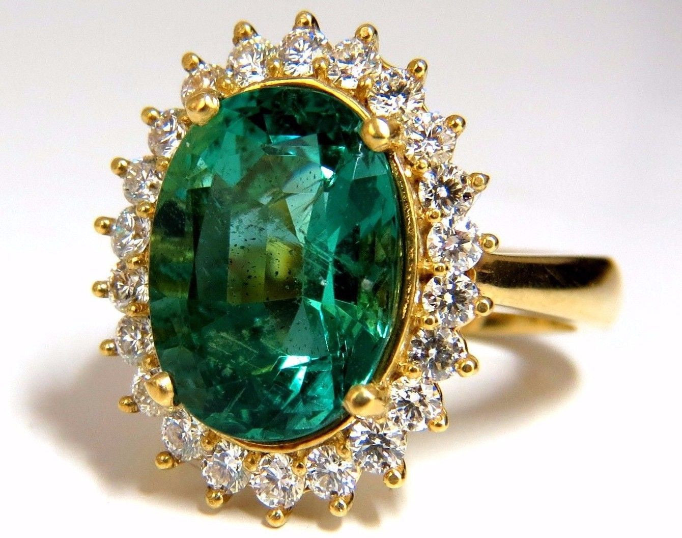 GIA Certified 8.60 Carat Natural Green Emerald Diamond Ring 18K Gold F1 Halo Prime - Elegant Engagement & Wedding Jewelry for Women