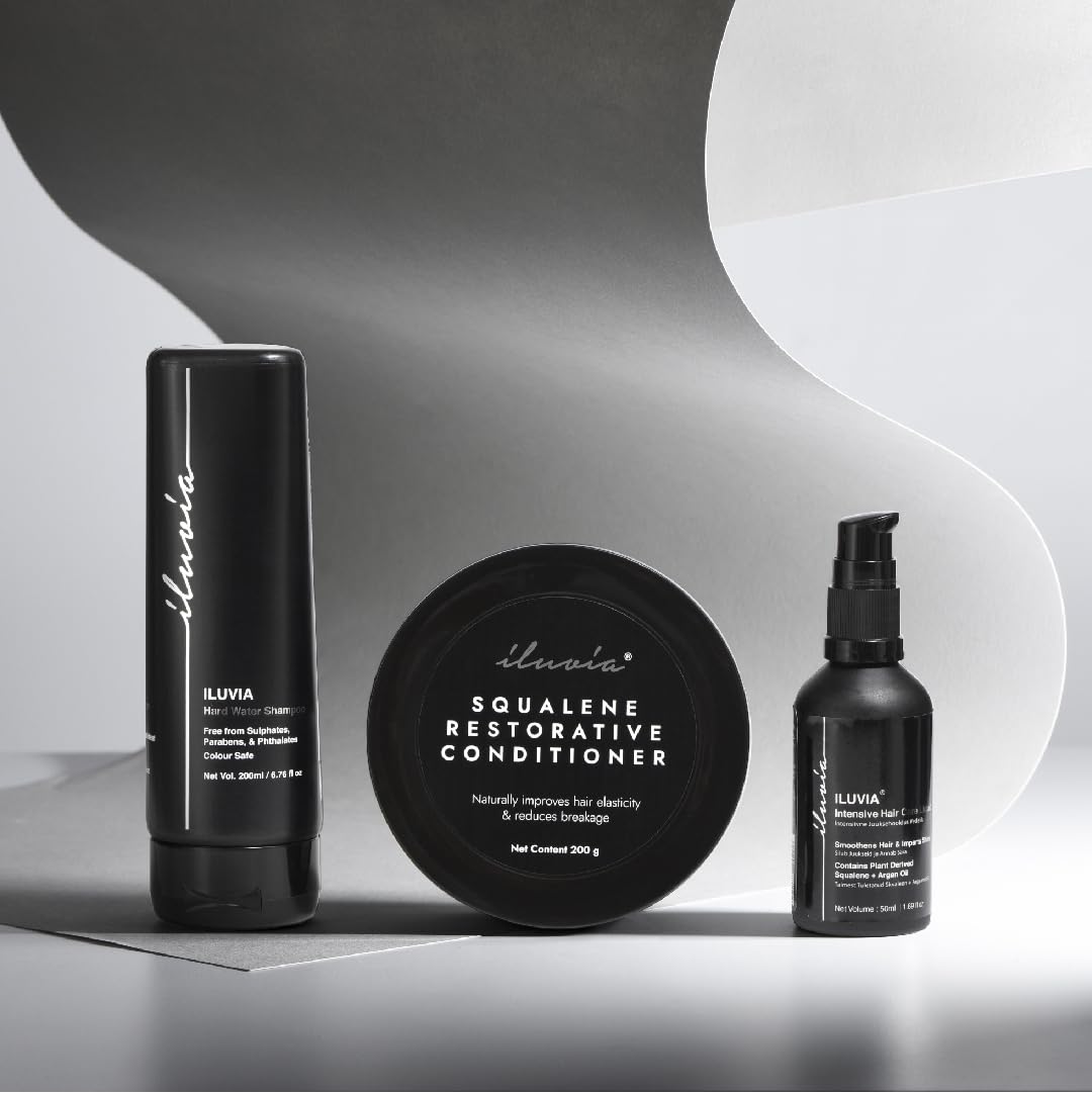 iLuvia Professional Basic Haircare Combo - Sulfate-Free Hard Water Shampoo (200ml) & Squalane Restorative Conditioner (200g) for Damaged Hair | Salon-Quality Hydration & Repair | Perfect for Swimmers, Hard Water Areas & Color-Treated Hair