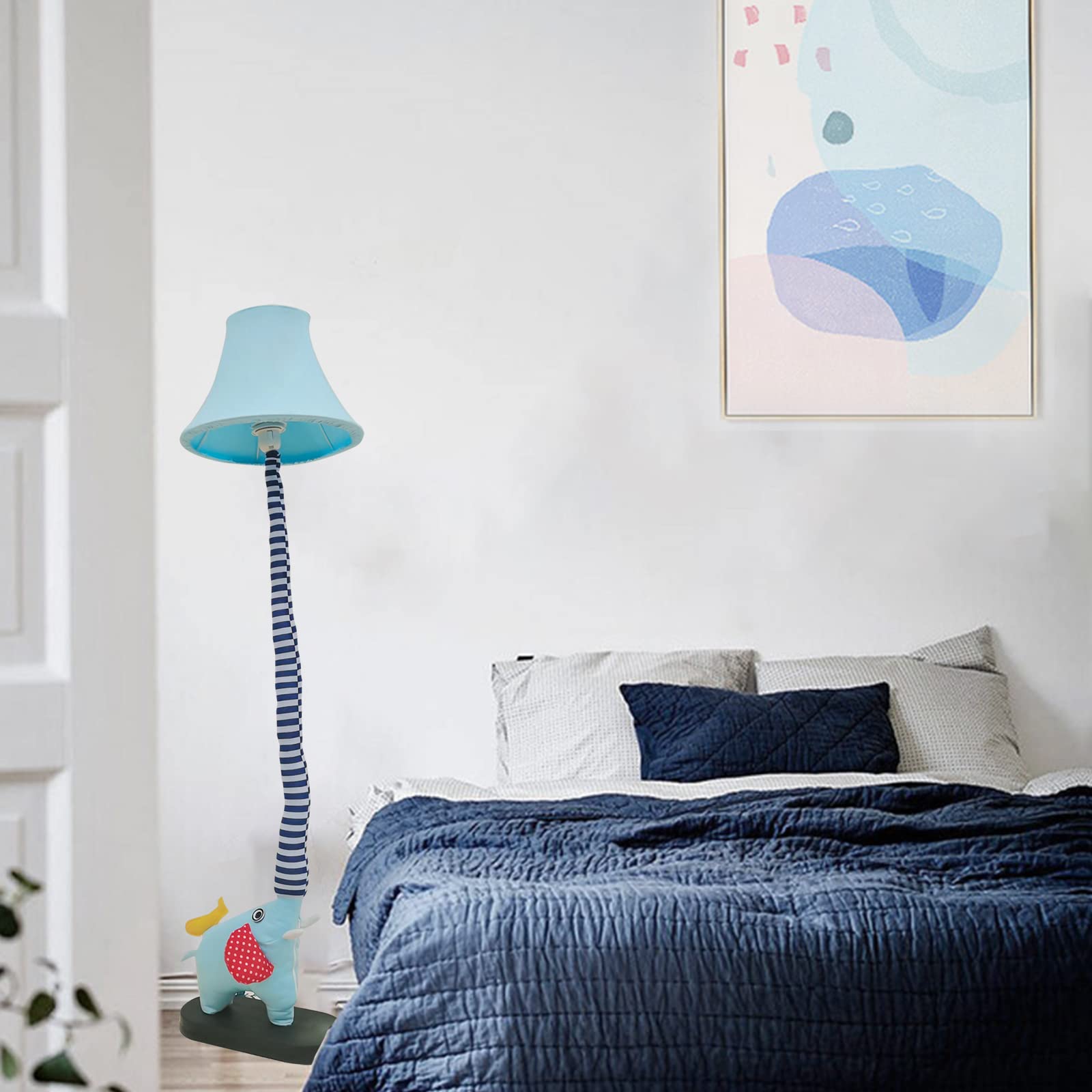 Blue Elephant Creative Design Modern Floor Lamp - 51 Inch Tall Hand-Stitched Standing Lamp for Bedroom & Living Room with E26 LED Bulb | Perfect for Nursery, Kids Room Decor & Cozy Reading Corner