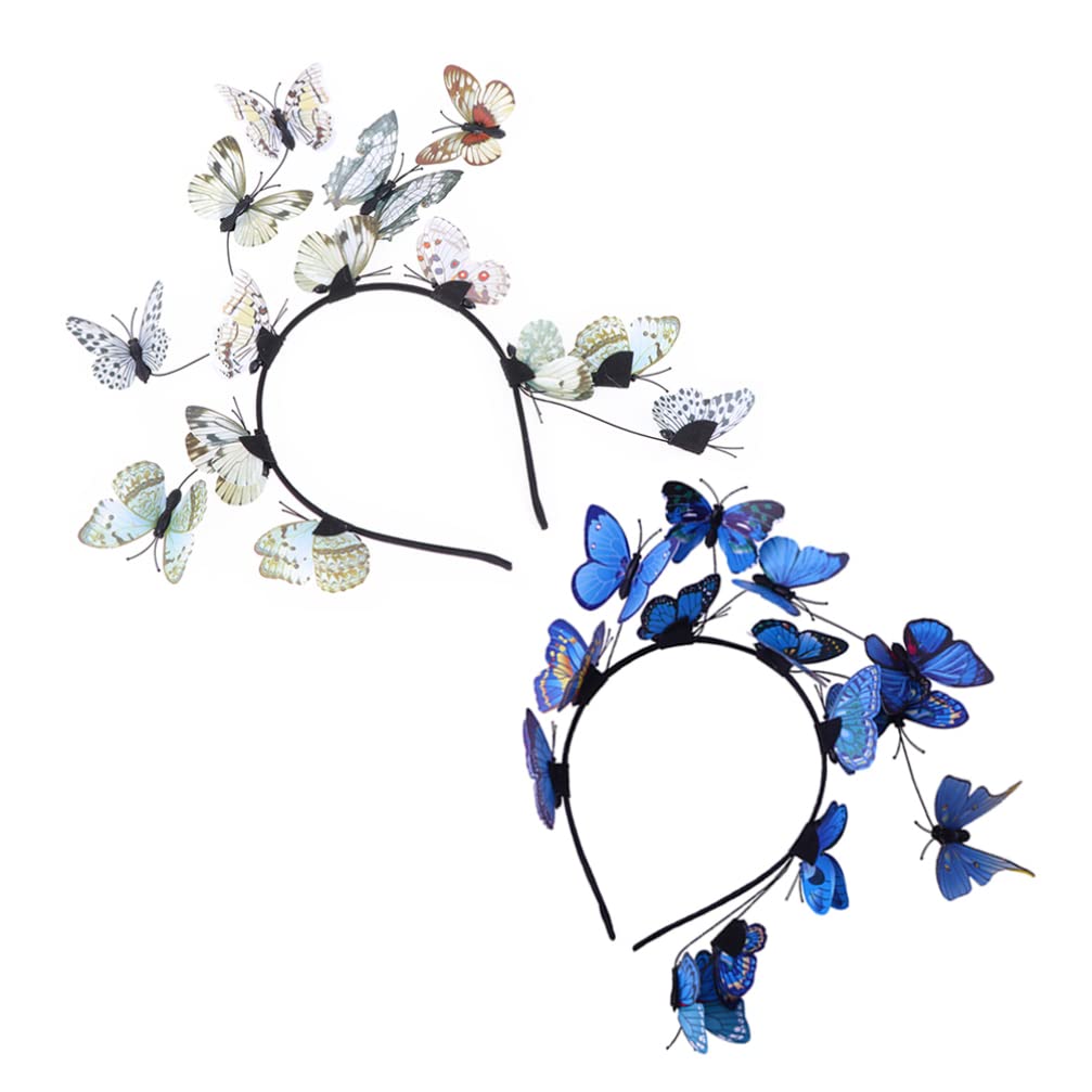 FRCOLOR 2-Pack Realistic Butterfly Hair Clips - Vintage Floral Headbands for Women & Girls - Perfect for Costume Parties, Weddings, and Boho Fashion Accessories