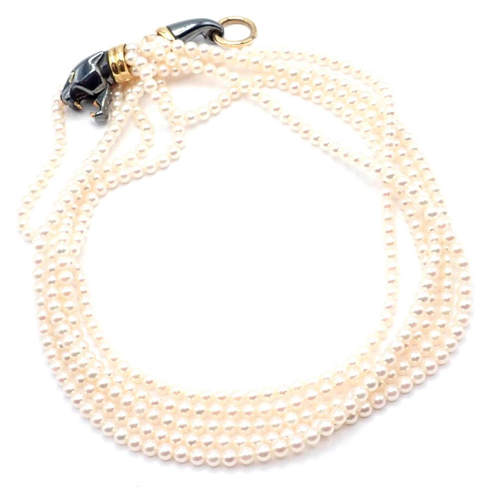 Cartier Panther 18K Yellow Gold & Silverium Pearl Emerald Necklace - Luxury Jewelry for Women, Elegant Gift for Anniversary & Special Occasions
