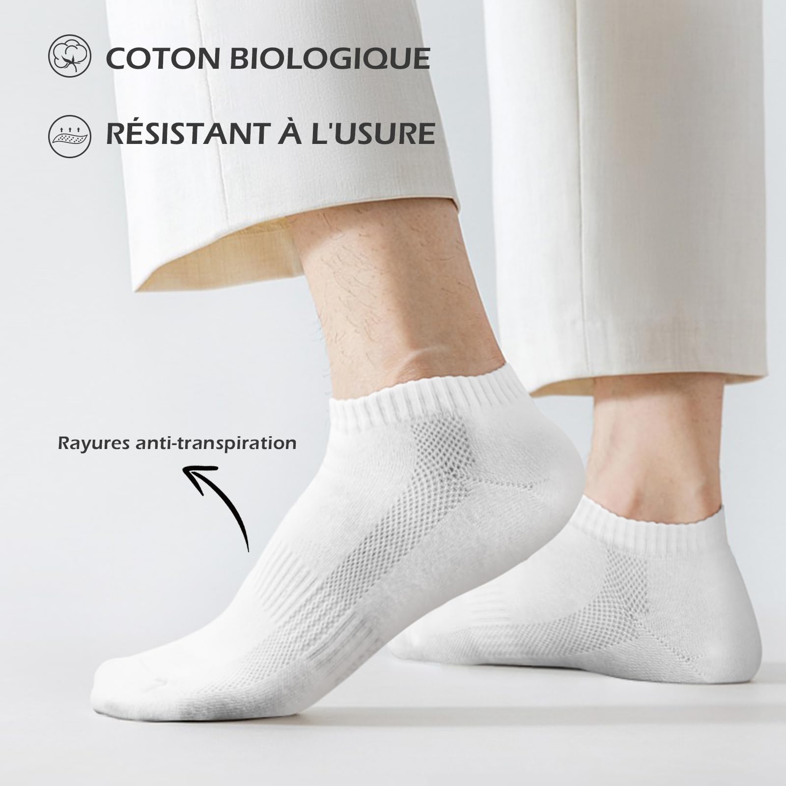 QINCAO Men's & Women's Athletic Socks - 6 Pairs Low-Cut Cotton Sports Socks - Breathable Running Socks for Gym, Workout & Daily Wear