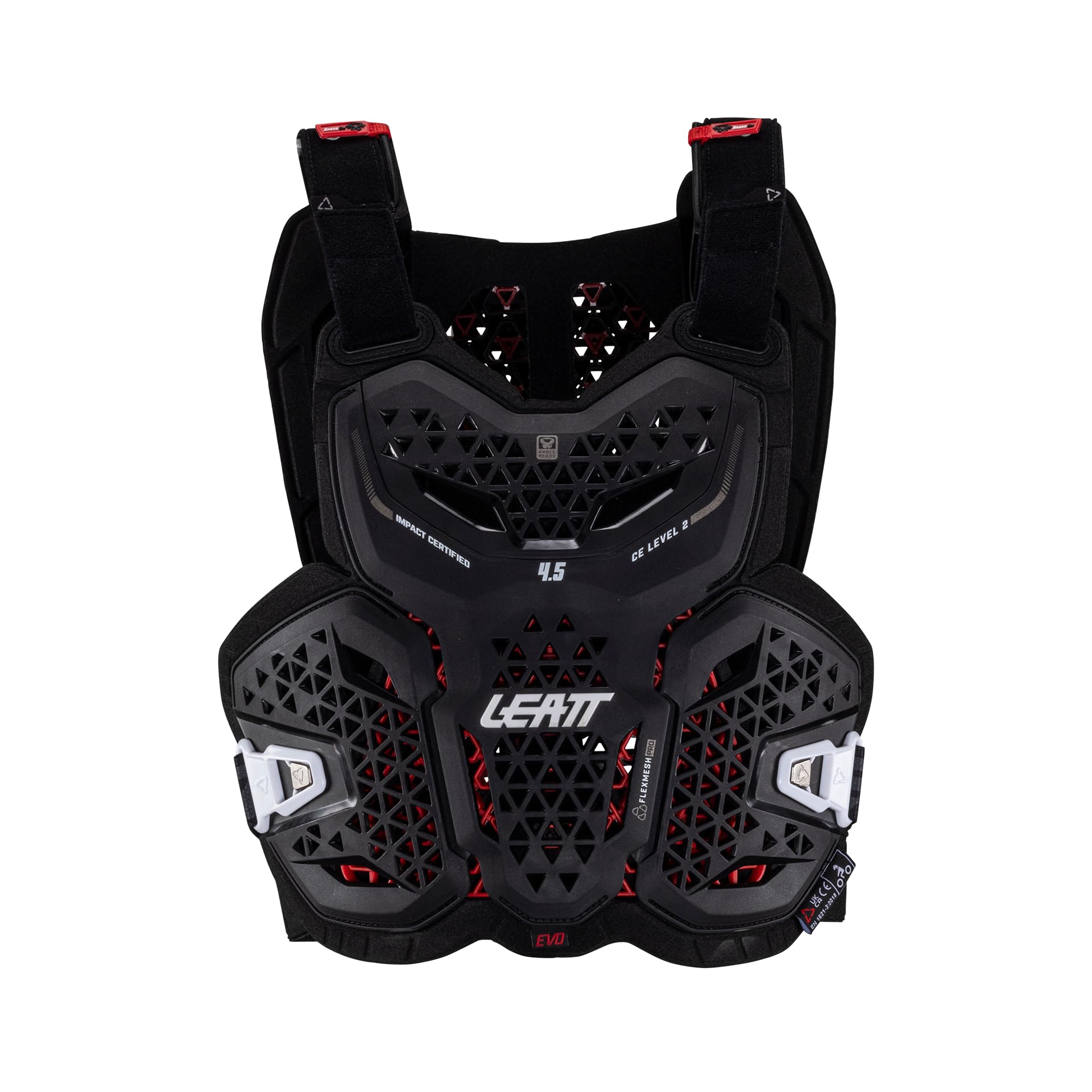Leatt 4.5 EVO Motocross Chest Protector - Lightweight MX Body Armor for Off-Road Riding & Dirt Bike Racing (Black/Red) - Perfect for Trail Riding, Enduro & Adventure Motorcycling