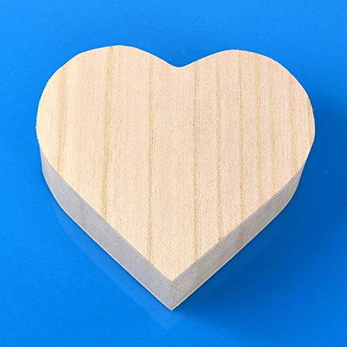 Unfinished Wooden Jewelry Storage Box - DIY Craft Organizer for Earrings, Necklaces & Rings - Heart-Shaped Box with Lid Lock - Perfect for Gifts, Home Decor & Jewelry Organization