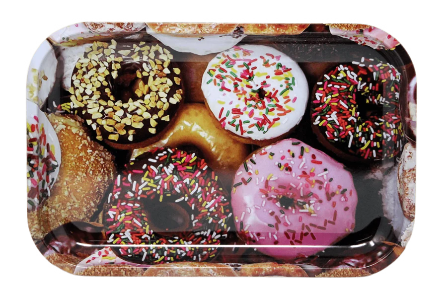 Premium Metal Rolling Tray with Donut Design - Perfect for Rolling Papers, Herbs & Smoking Accessories - Ideal for Home, Parties & Travel Use
