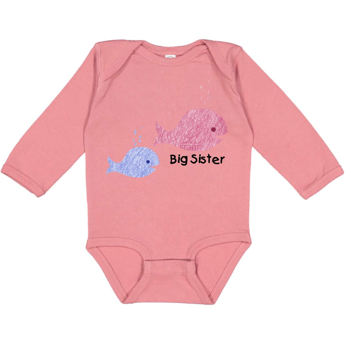 Inktastic Big Sister with Lil' Brother Long Sleeve Creeper - Adorable Sibling Matching Outfits for Family Photos & Special Occasions