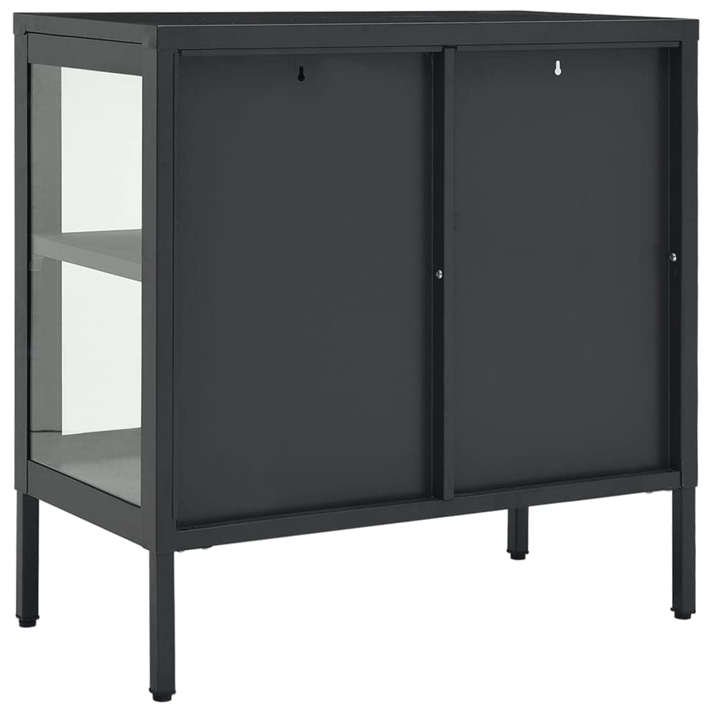 FAMIROSA Modern Steel Sideboard Cabinet - 2-Door Metal Storage with Adjustable Shelf, 27.6