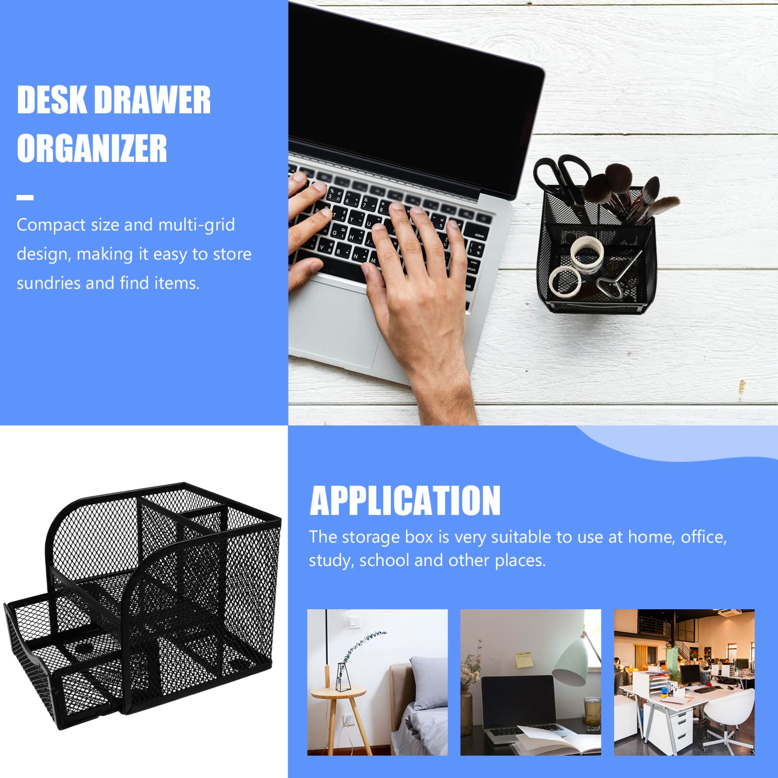 Desk Drawer Organizer with Shelf - Office Supplies & Pen Holder for Desk Organization | Perfect for Home Office, School, and Workspace Accessories Storage