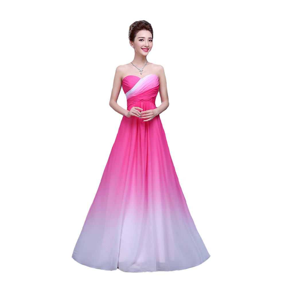 Kivary® Sweetheart Neckline Criss Cross Gradient Chiffon A-Line Long Prom Dress for Women - Elegant Formal Evening Gown for Homecoming, Wedding Guest, Quinceañera, and Special Occasions