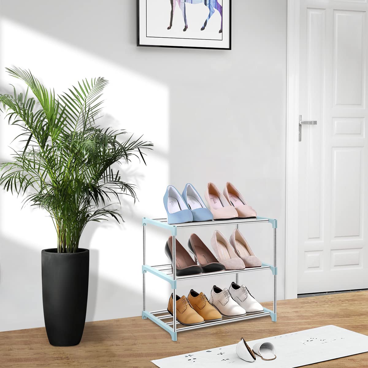 Sunvito 3-Tier Stackable Shoe Rack - Lightweight Shoe Storage Organizer for Closet, Entryway, Hallway & Living Room | Space-Saving Shoe Shelf for Small Spaces | Perfect for Apartments, Dorms & Home Organization