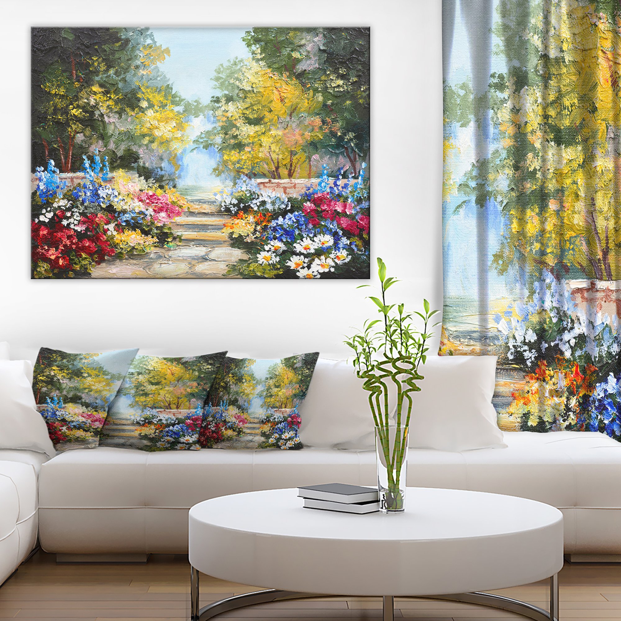 Summer Forest with Flowers Landscape Art Print Canvas - Nature Wall Decor for Living Room, Bedroom & Office