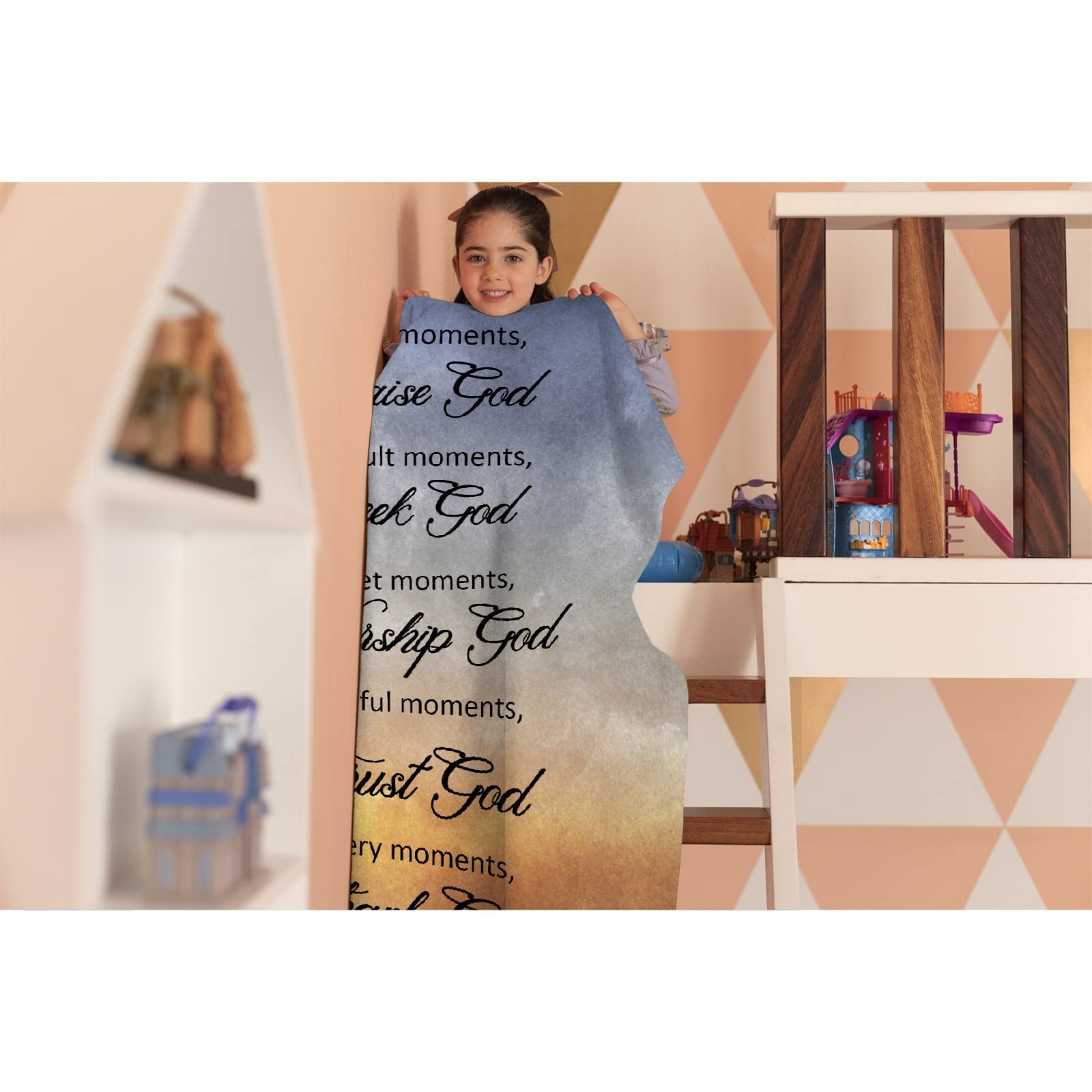 Inspirational Religious Prayer Blanket - Lightweight Super Soft Microfiber Flannel Throw Blanket for Couch, Bed, Sofa & Chair (40x30 Inches) - Perfect for Home Decor, Gift Giving & Pet Comfort