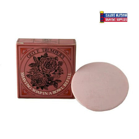 Geo F Trumper Refillable Shaving Soap - Rose Scented for Men, Luxury Wet Shaving Cream, Vegan & Natural Ingredients - Perfect for Home Barber Kits & Gentleman's Grooming Routine