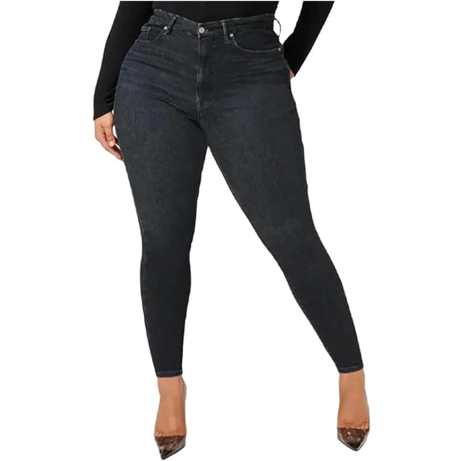 Akapi Women's High Waist Curvy Jeans - Butt Lifting Wide Leg Denim Pants for Casual Wear & Night Out