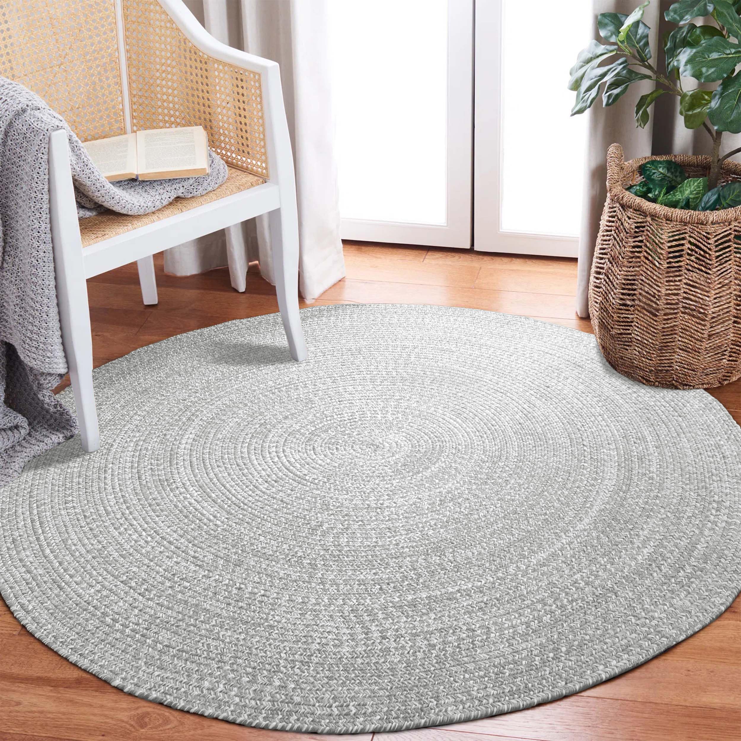 Premium Kinallen Reversible Braided Area Rug - Indoor/Outdoor Use for Living Room, Bedroom, Office - Washable Multi-Tone 6' Round Rug in Canvas White - Perfect for Home Decor & High Traffic Areas