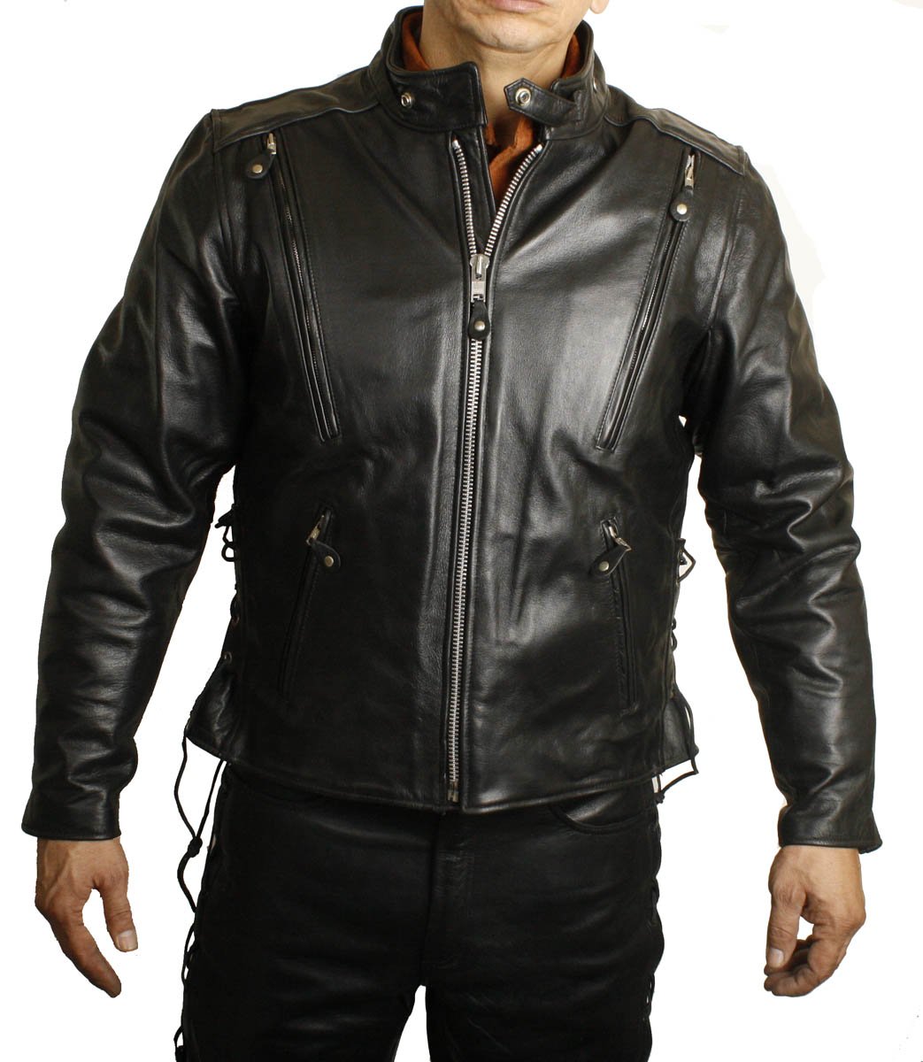 Dona Michi Men's Genuine Leather Motorcycle Jacket - Black, Breathable Vented Design, Zipper Closure for Comfort & Style | Perfect for Riding, Casual Wear & Outdoor Adventures