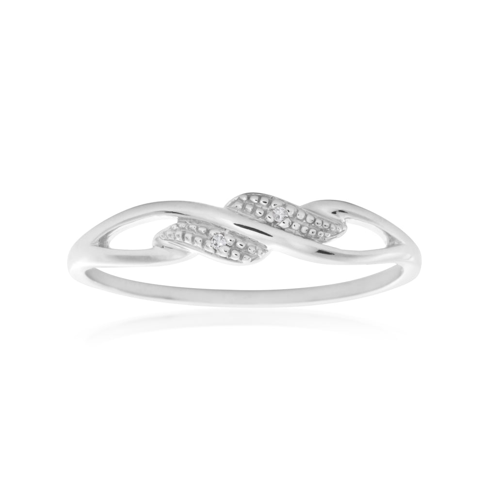 9ct White Gold Diamond Ring with 2 Brilliant Cut Diamonds - Elegant Wedding Band & Anniversary Jewelry Gift for Her - Perfect for Engagements, Proposals & Special Occasions