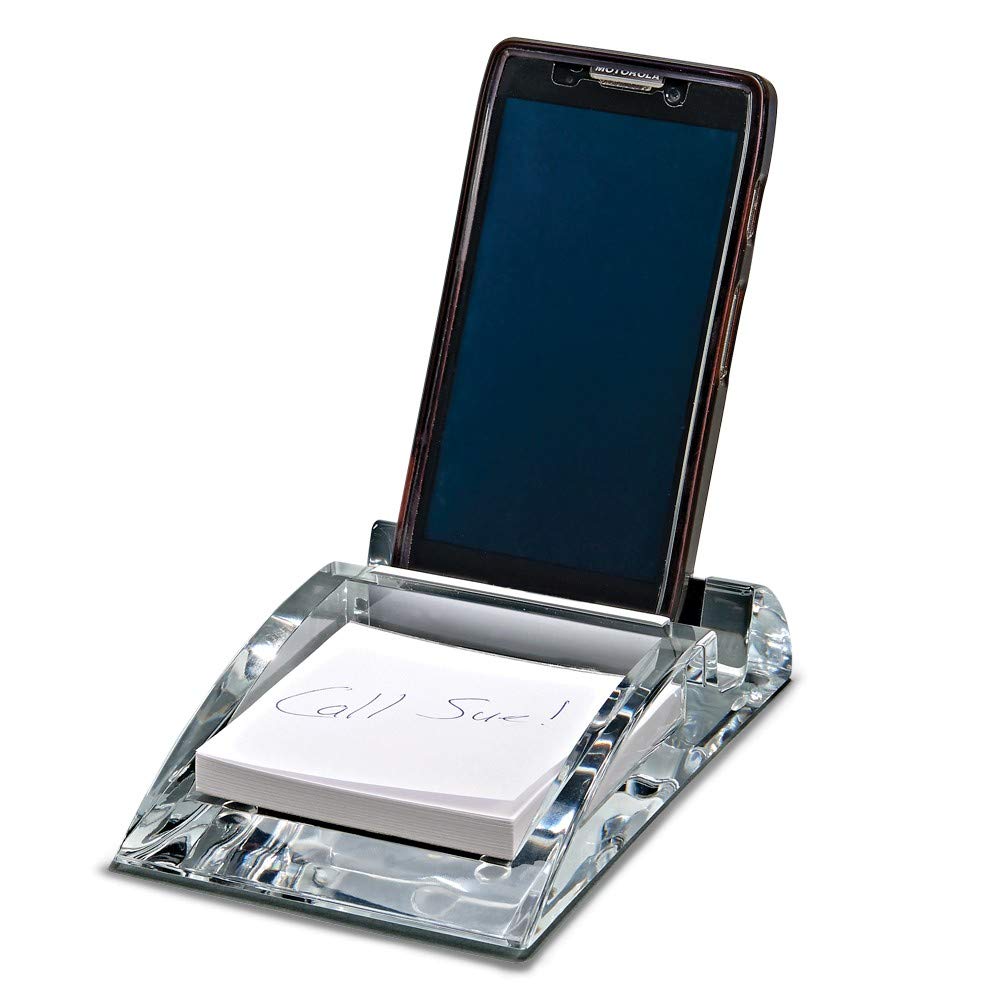 Clear Acrylic Phone Stand with Paper Tray - Diamond2Deal Premium Multi-Angle Adjustable Holder for iPhone, Samsung, Tablets - Perfect for Home Office, Desk Organizer & Video Calls