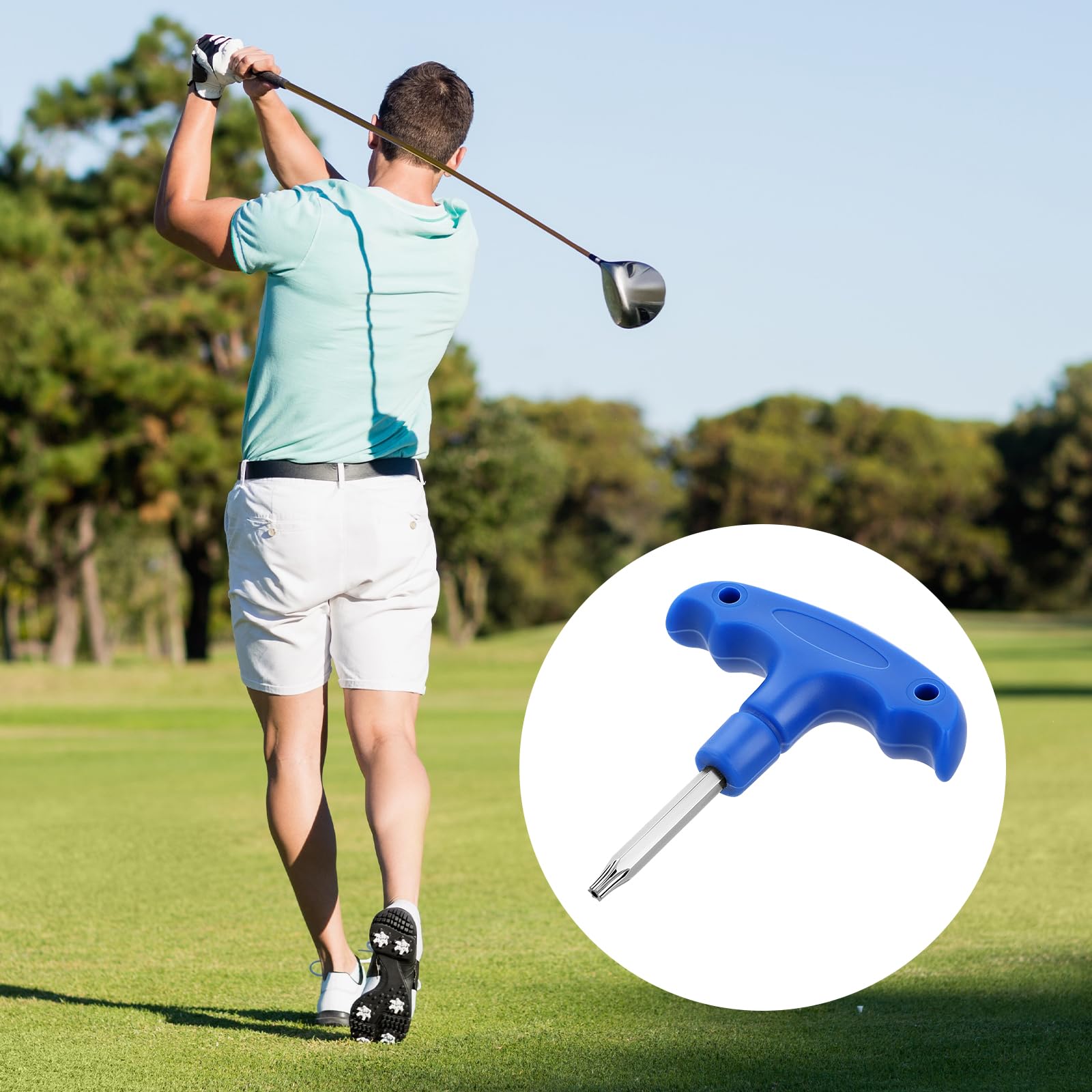 Premium Stainless Steel Golf Club Torque Wrench Tool - T20 Golf Head Adjustment Wrench with Ergonomic Blue Plastic Handle | Perfect for Golf Club Maintenance, Driver Head Adjustments & Golf Equipment Repairs