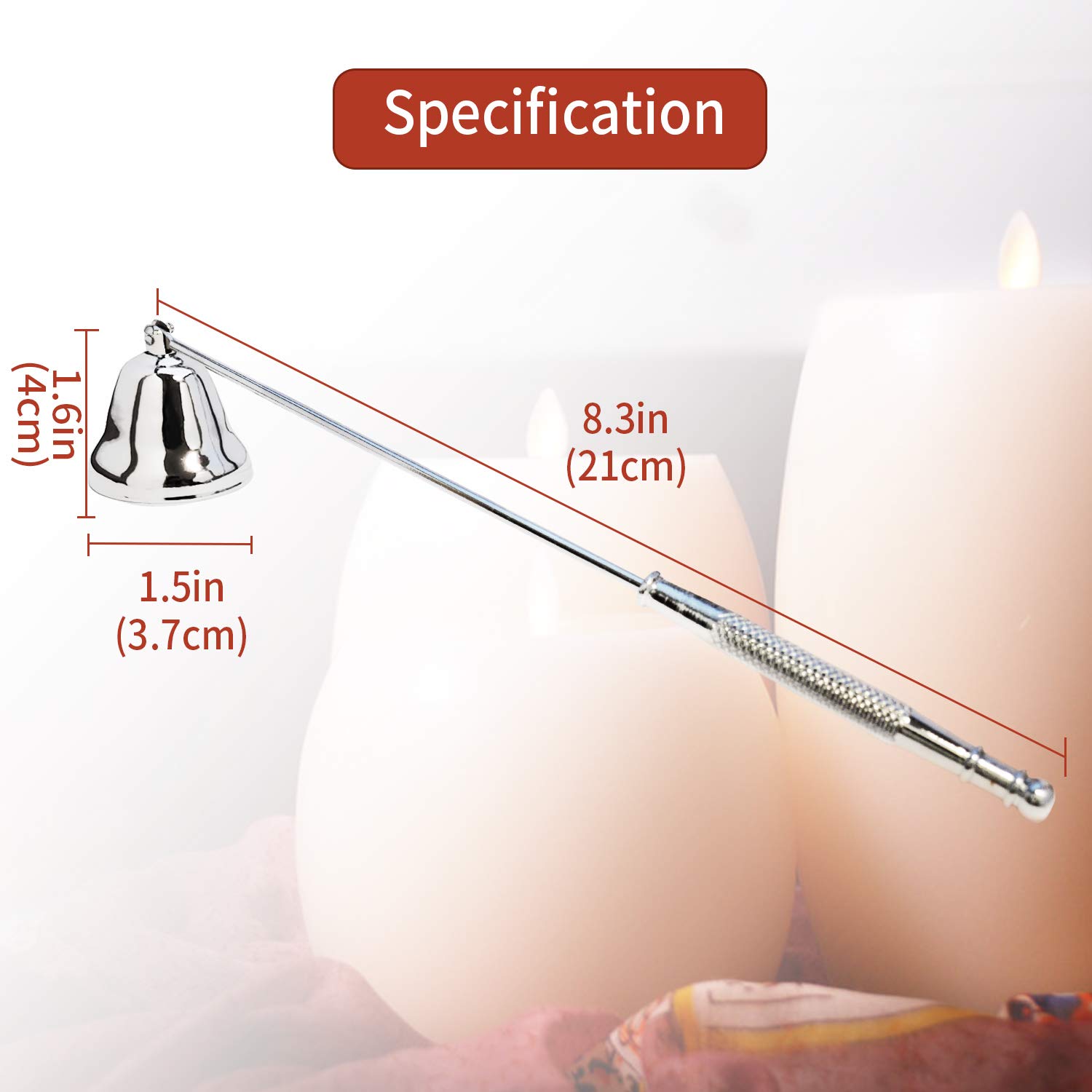 Premium Metal Candle Snuffer with Long Handle - Safe & Elegant Candle Extinguisher for Scented, Aromatherapy, Jar & Nest Flame Candles - Perfect for Home Decor, Spa Relaxation & Romantic Dinners (Silver)