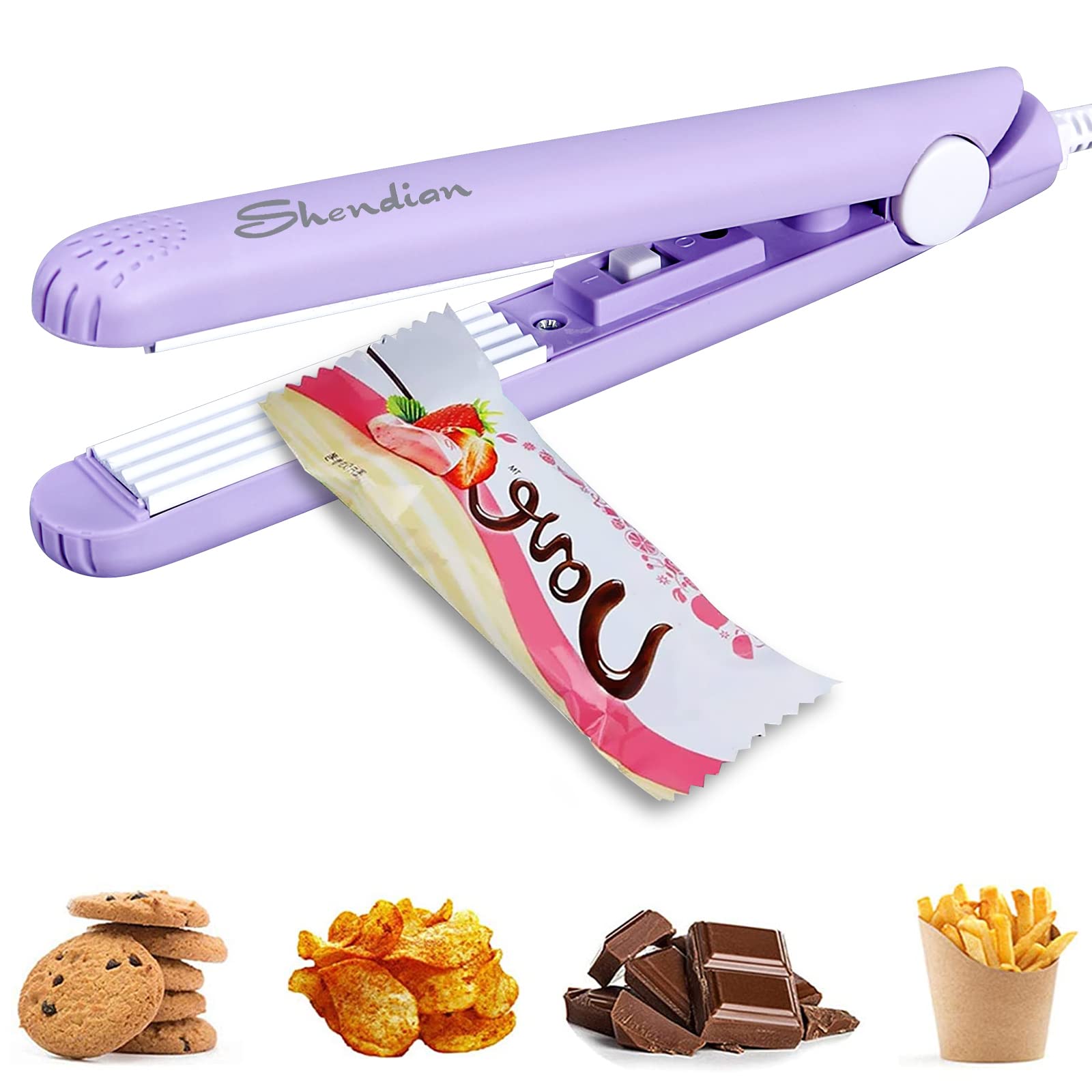 Mini Bag Sealer - Portable Handheld Plastic Bag Heat Sealer for Food Storage, Snacks, Chips | Reusable Food Bag Closer | Perfect for Kitchen, Travel & Camping (Purple)