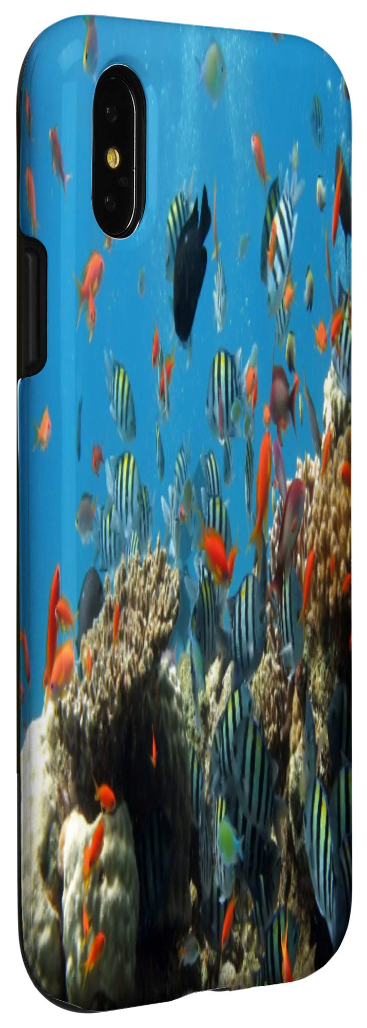 iPhone X/XS Waterproof Aquarium Case - Saltwater Coral Reef Fish Design for Scuba Diving & Marine Photography | Perfect for Underwater Adventures & Ocean Exploration