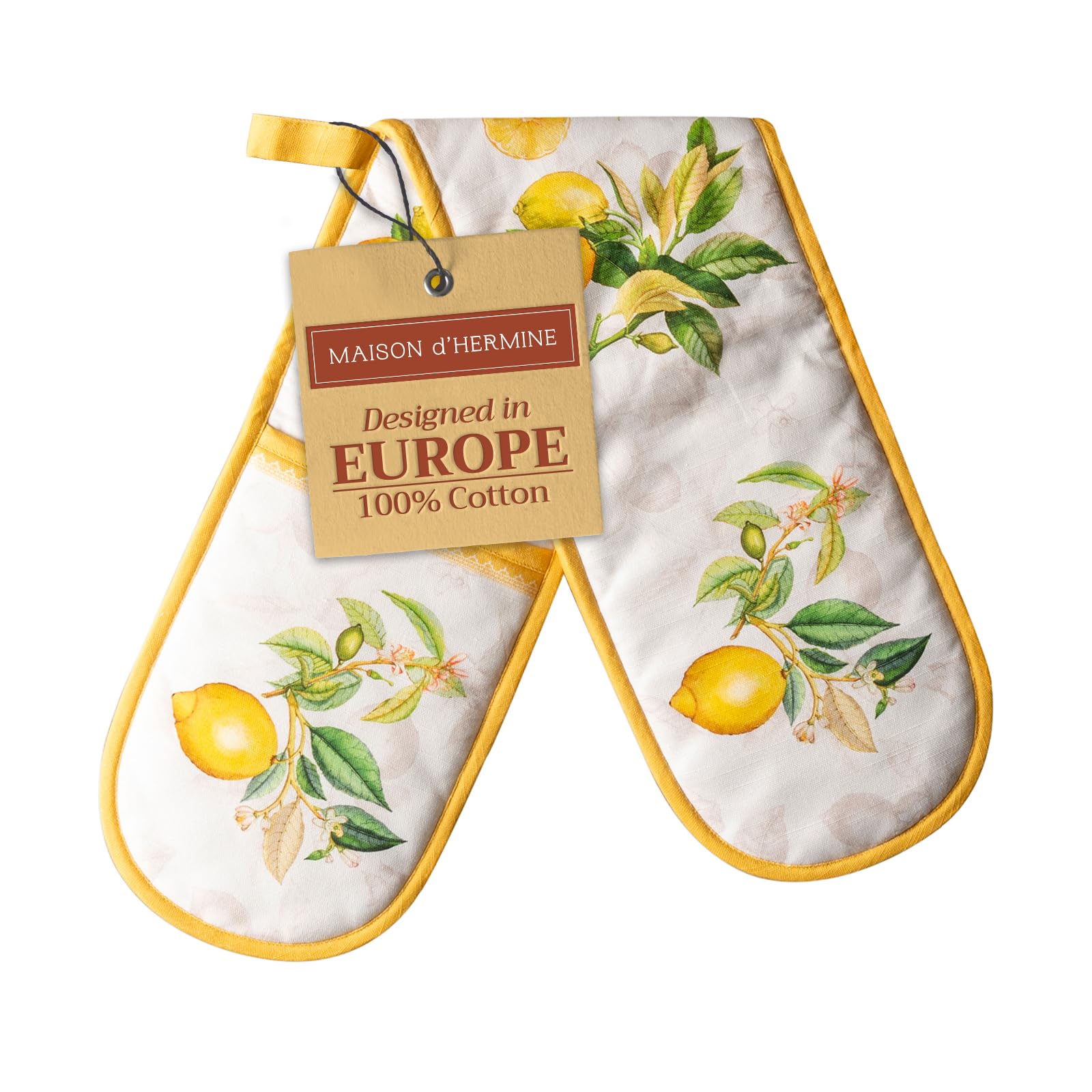 Premium Double Oven Mitts Set - 100% Cotton 7